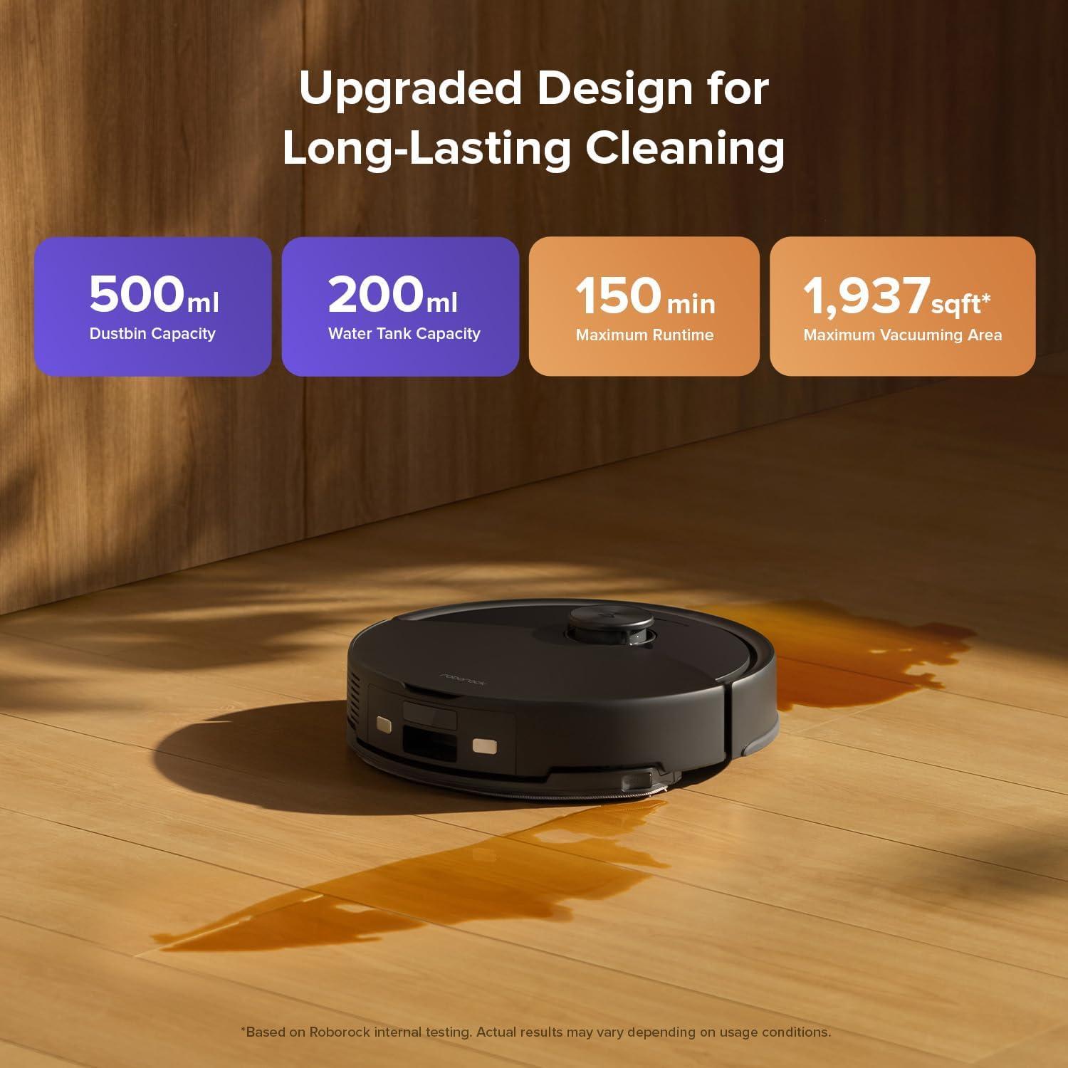 image:imageroborock Q10 S5 Robot Vacuum and Mop Cleaner 10000Pa HyperForce Suction Dual AntiTangle System AutoLifting Mop ReactiveTech Obstacle Avoidance App Control for Pet Hair and Carpet BlackBlack