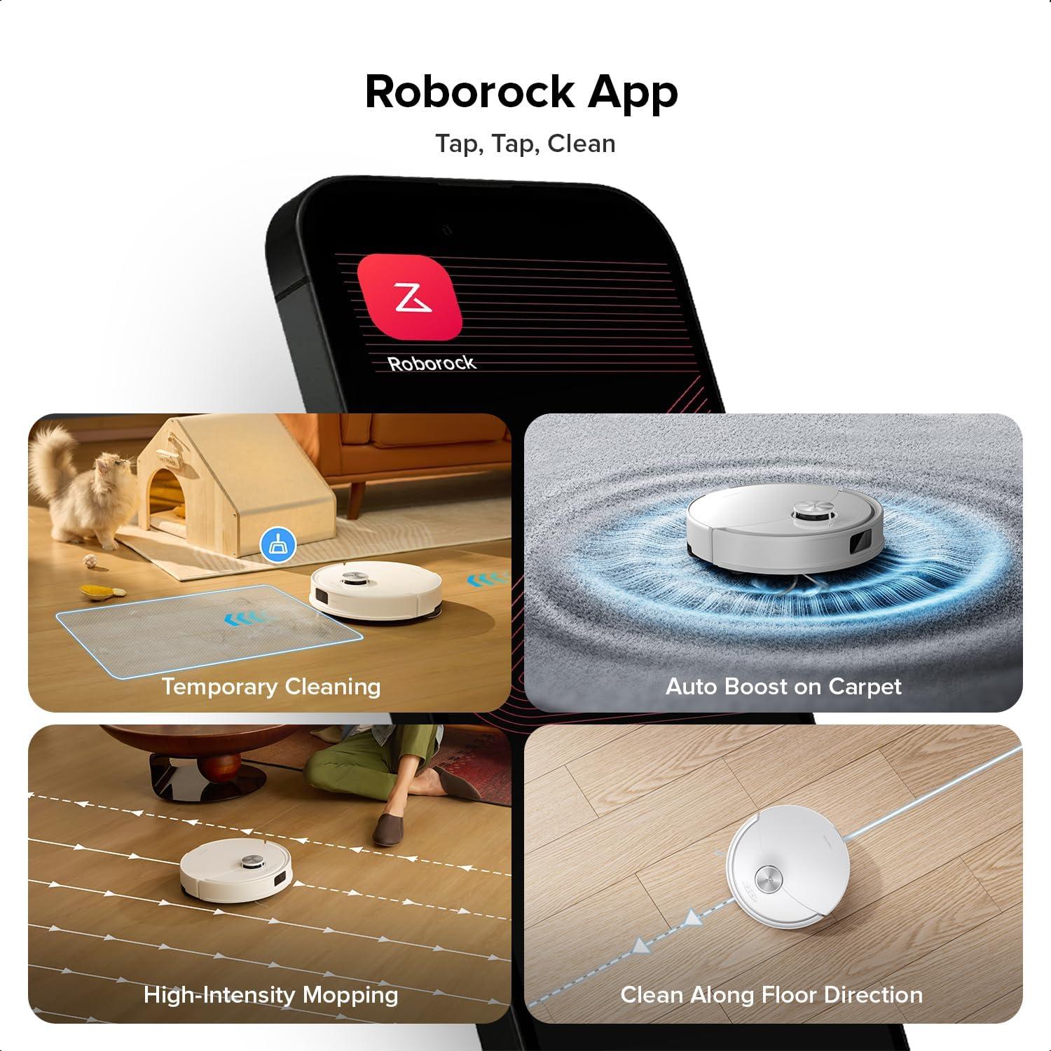 image:imageroborock Q10 S5 Robot Vacuum and Mop Cleaner 10000Pa HyperForce Suction Dual AntiTangle System AutoLifting Mop ReactiveTech Obstacle Avoidance App Control for Pet Hair and Carpet BlackWhite