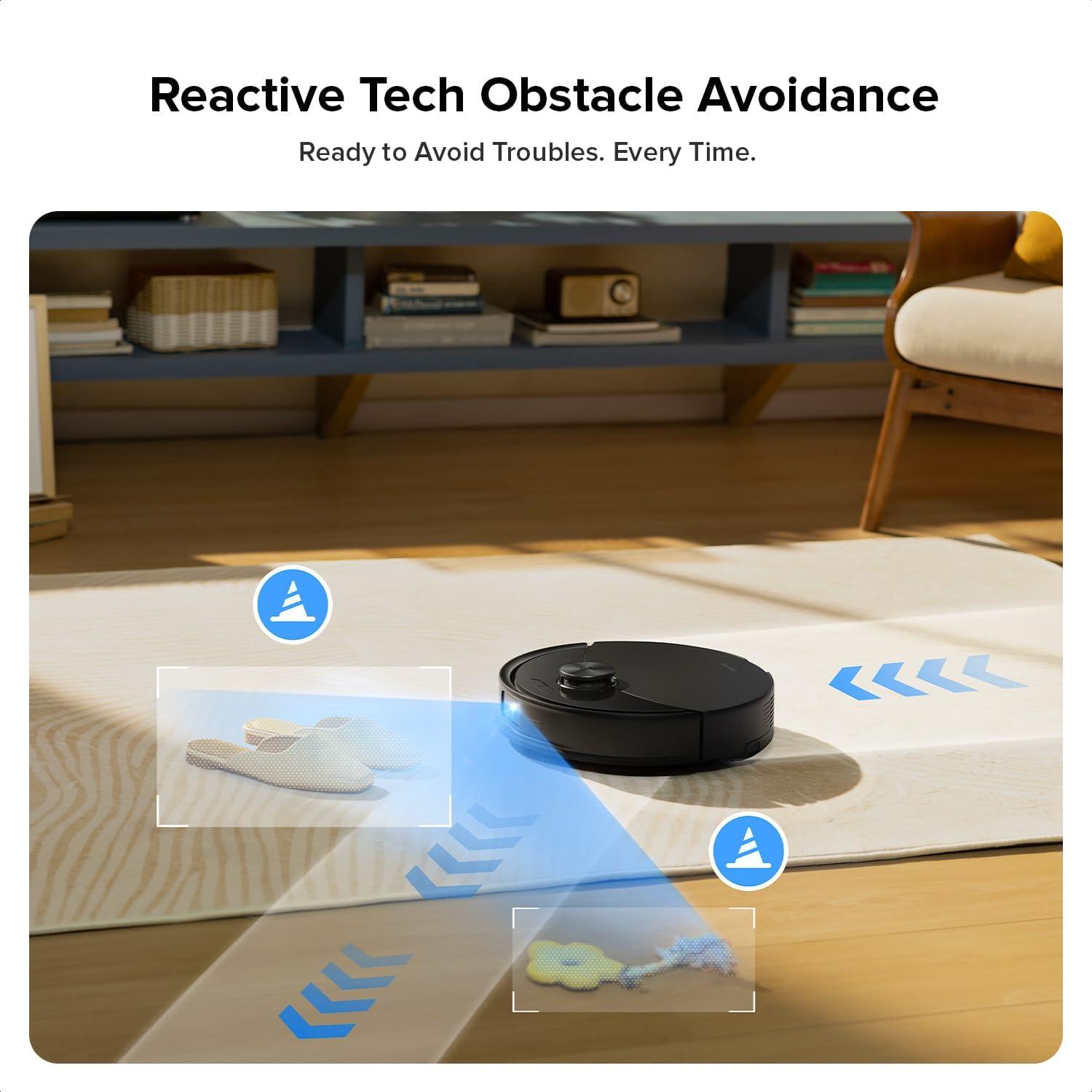 image:imageroborock Q10 S5 Robot Vacuum and Mop Cleaner 10000Pa HyperForce Suction Dual AntiTangle System AutoLifting Mop ReactiveTech Obstacle Avoidance App Control for Pet Hair and Carpet BlackBlack