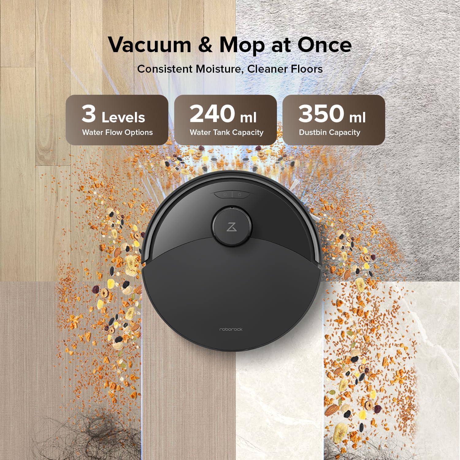 image:imageroborock Q10 S5 Robot Vacuum and Mop Cleaner 10000Pa HyperForce Suction Dual AntiTangle System AutoLifting Mop ReactiveTech Obstacle Avoidance App Control for Pet Hair and Carpet BlackBlack