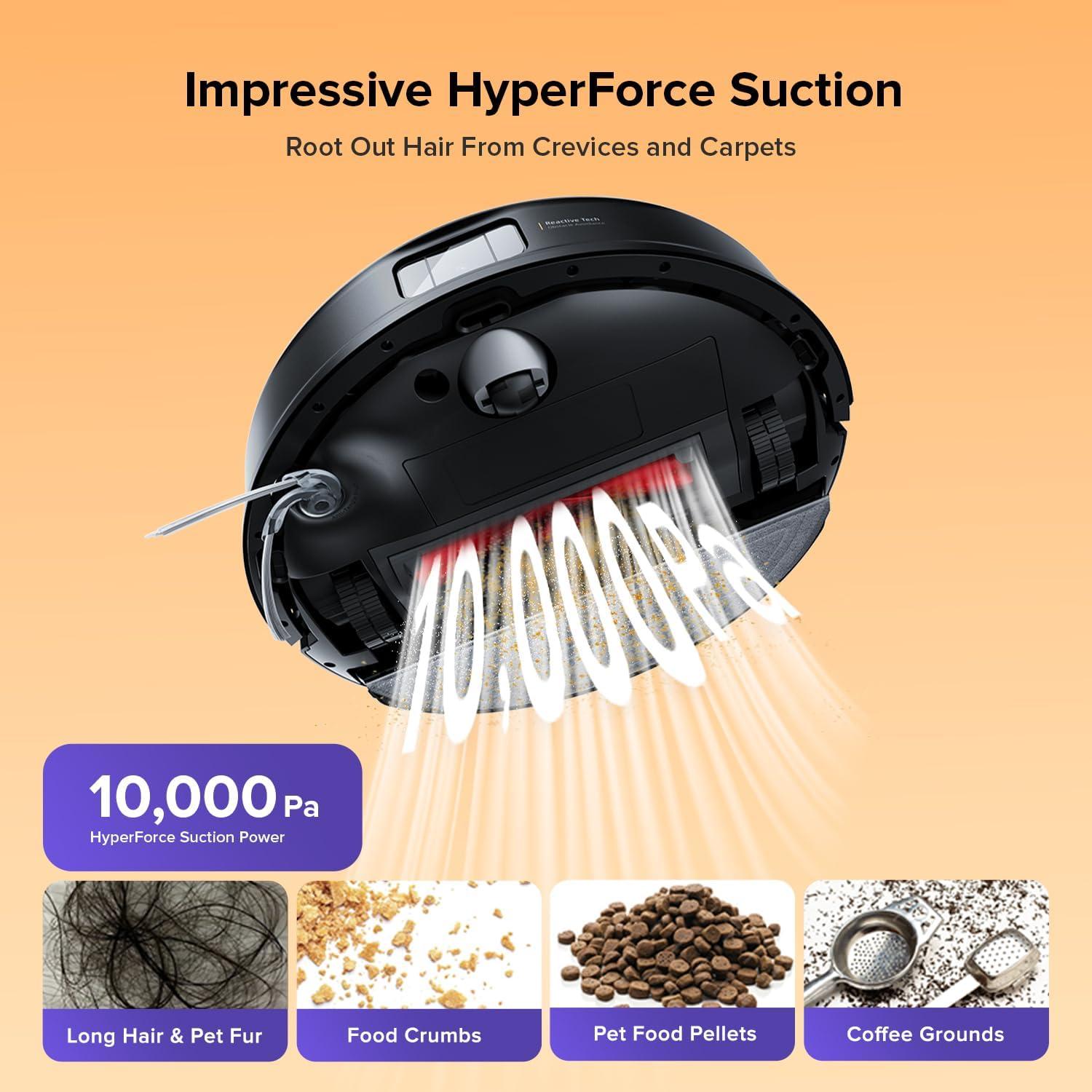 image:imageroborock Q10 S5 Robot Vacuum and Mop Cleaner 10000Pa HyperForce Suction Dual AntiTangle System AutoLifting Mop ReactiveTech Obstacle Avoidance App Control for Pet Hair and Carpet BlackBlack