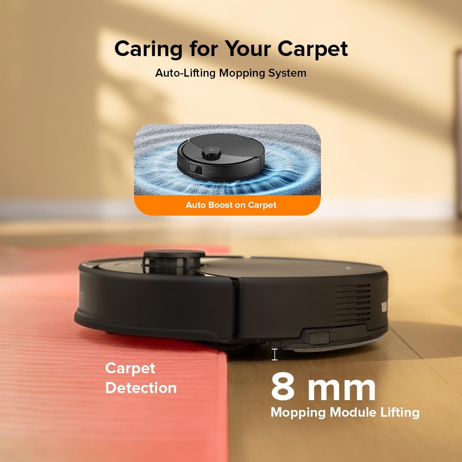 image:imageroborock Q10 S5 Robot Vacuum and Mop Cleaner 10000Pa HyperForce Suction Dual AntiTangle System AutoLifting Mop ReactiveTech Obstacle Avoidance App Control for Pet Hair and Carpet BlackBlack