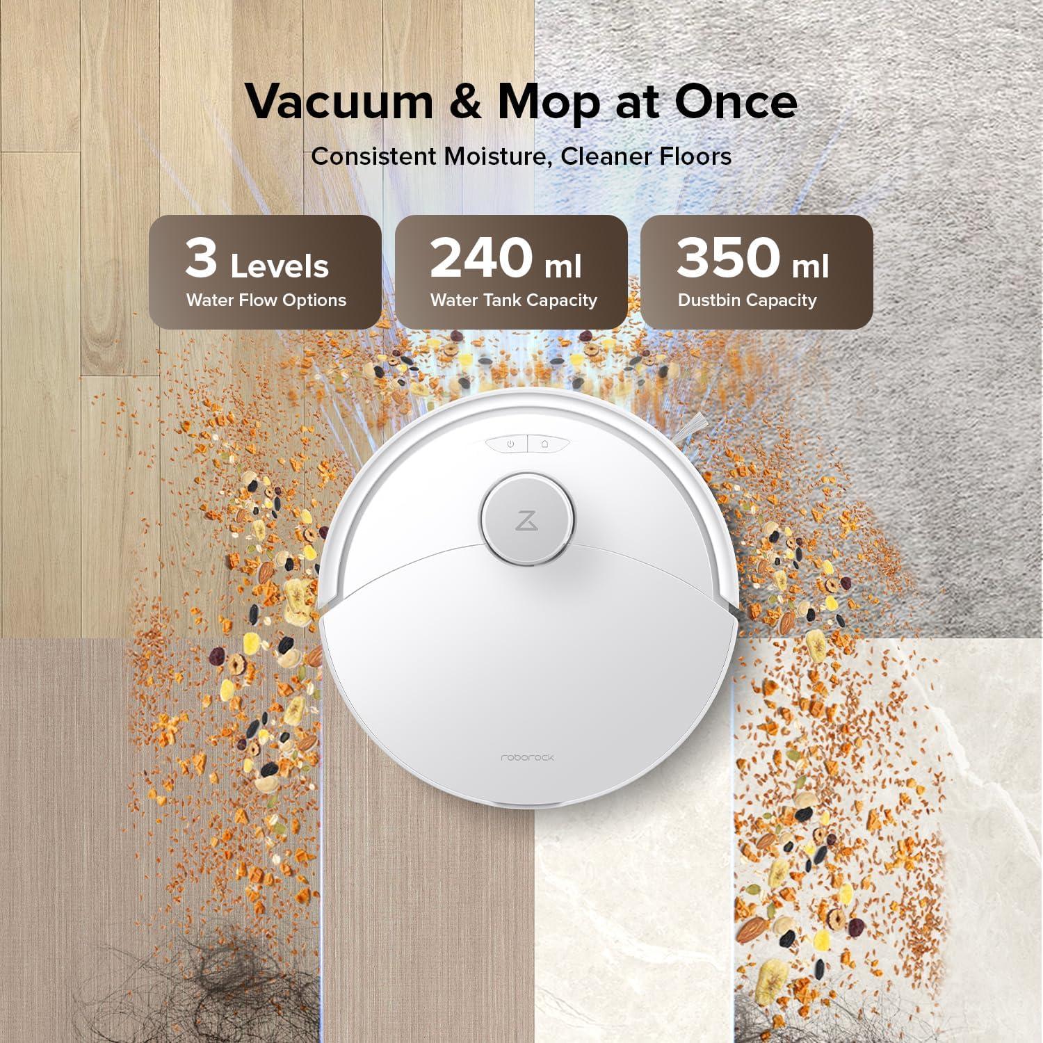 image:imageroborock Q10 S5 Robot Vacuum and Mop Cleaner 10000Pa HyperForce Suction Dual AntiTangle System AutoLifting Mop ReactiveTech Obstacle Avoidance App Control for Pet Hair and Carpet BlackWhite