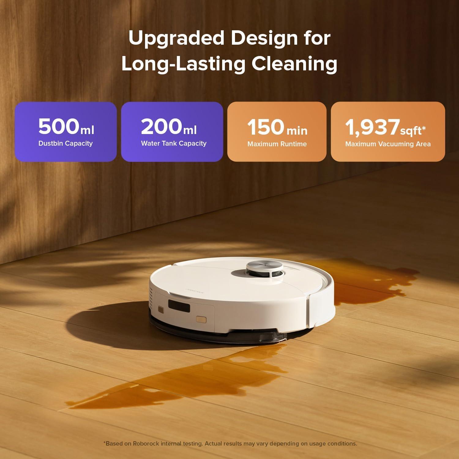 image:imageroborock Q10 S5 Robot Vacuum and Mop Cleaner 10000Pa HyperForce Suction Dual AntiTangle System AutoLifting Mop ReactiveTech Obstacle Avoidance App Control for Pet Hair and Carpet BlackWhite