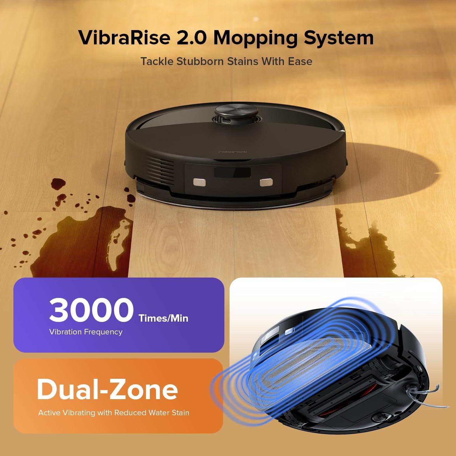 image:imageroborock Q10 S5 Robot Vacuum and Mop Cleaner 10000Pa HyperForce Suction Dual AntiTangle System AutoLifting Mop ReactiveTech Obstacle Avoidance App Control for Pet Hair and Carpet BlackBlack