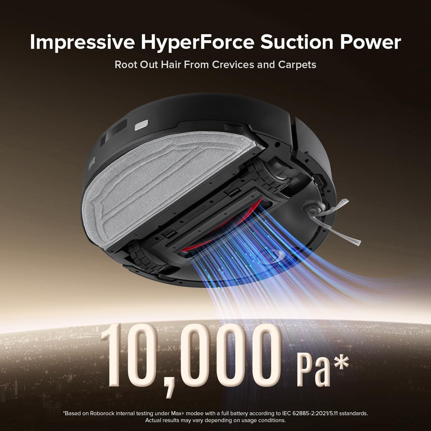 image:imageroborock Q10 S5 Robot Vacuum and Mop Cleaner 10000Pa HyperForce Suction Dual AntiTangle System AutoLifting Mop ReactiveTech Obstacle Avoidance App Control for Pet Hair and Carpet BlackBlack