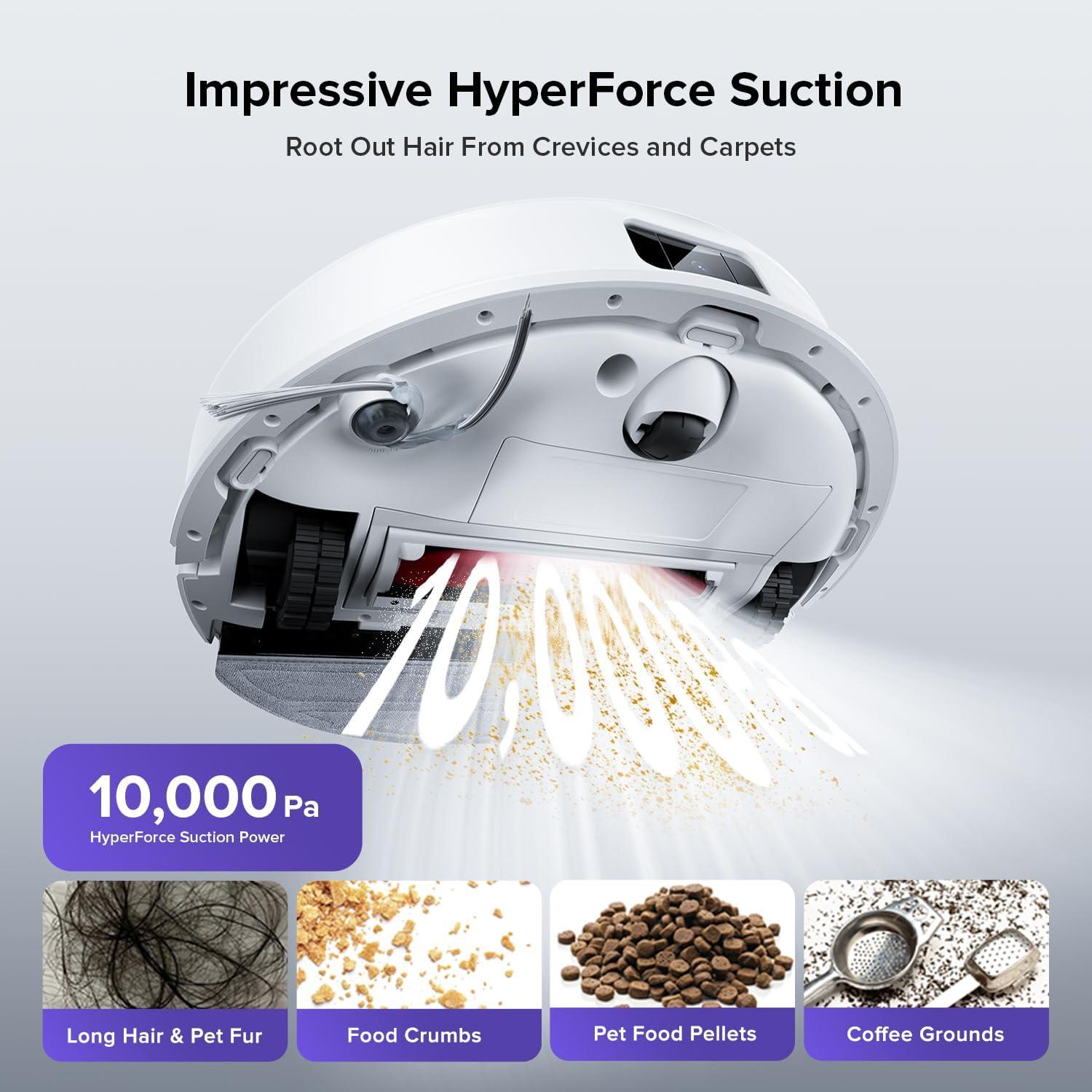 image:imageroborock Q10 S5 Robot Vacuum and Mop Cleaner 10000Pa HyperForce Suction Dual AntiTangle System AutoLifting Mop ReactiveTech Obstacle Avoidance App Control for Pet Hair and Carpet BlackWhite