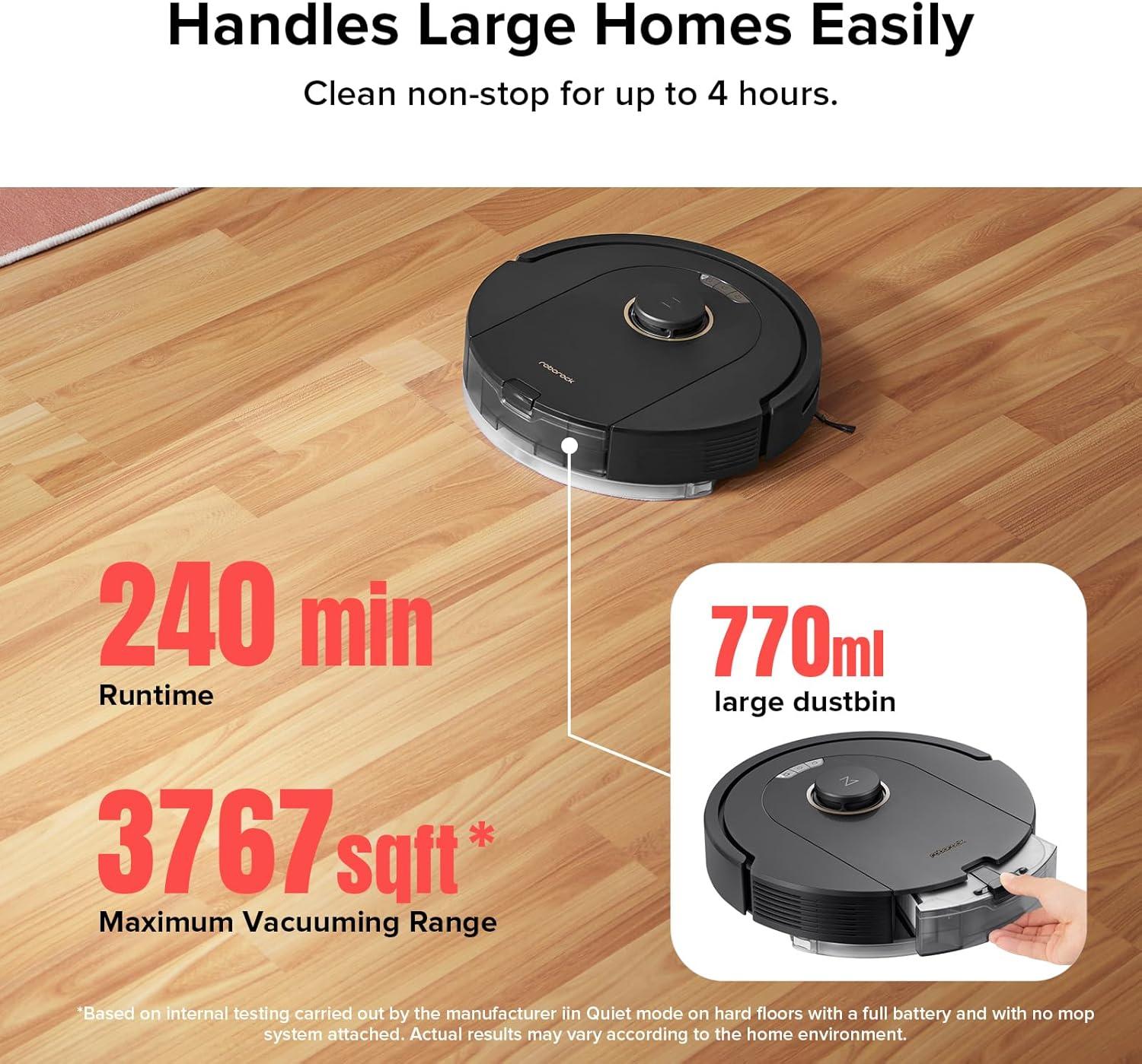 image:imageroborock Q10 X5 Robot Vacuum and Mop Combo 10000 Pa HyperForce Dual AntiTangle System Auto Mop Lifting JawScrapers Brush amp HighIntensity Mop Reactive Tech Obstacle Avoidance PreciSense LiDARQ5 Pro Black