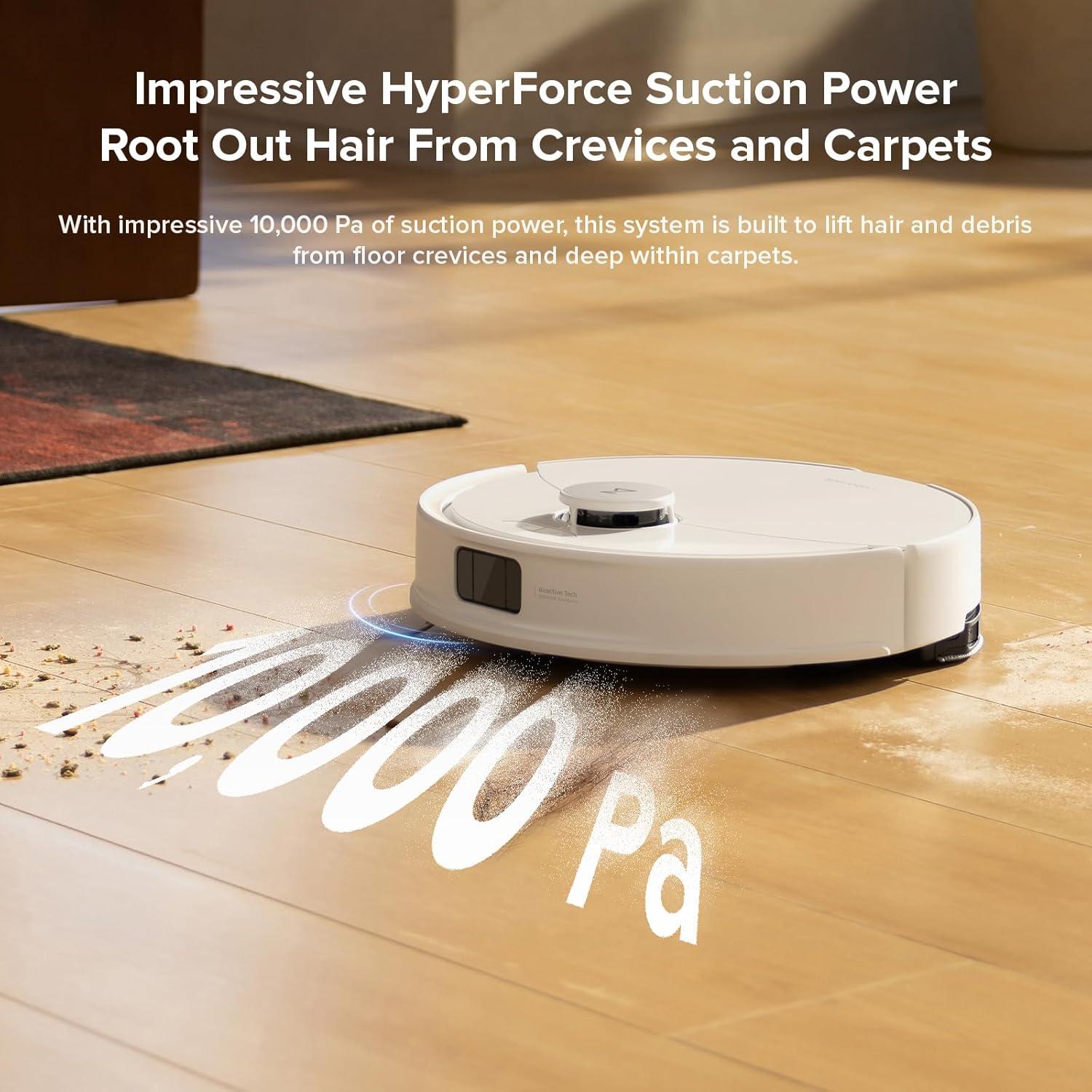 image:imageroborock Q10 X5 Robot Vacuum and Mop Combo 10000 Pa HyperForce Dual AntiTangle System Auto Mop Lifting JawScrapers Brush amp HighIntensity Mop Reactive Tech Obstacle Avoidance PreciSense LiDARQ10 X5 White