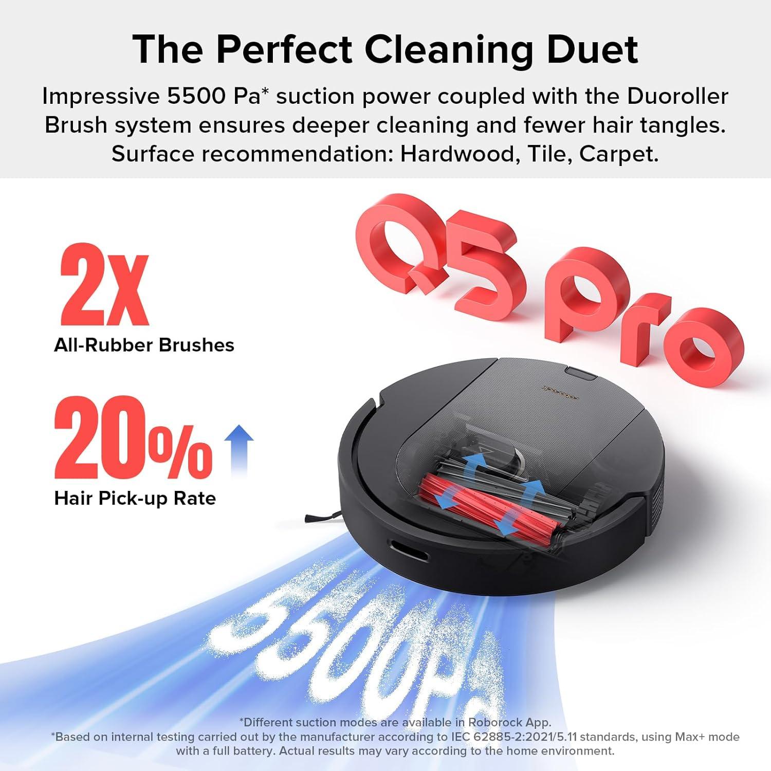 image:imageroborock Q10 X5 Robot Vacuum and Mop Combo 10000 Pa HyperForce Dual AntiTangle System Auto Mop Lifting JawScrapers Brush amp HighIntensity Mop Reactive Tech Obstacle Avoidance PreciSense LiDARQ5 Pro Black