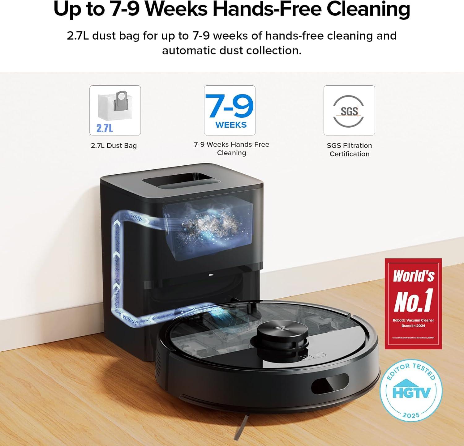 image:imageroborock Q7 L5 Robot Vacuum and Mop Combo 8000Pa Suction Upgraded from Q5 Pro Dual AntiTangle System LiDAR Navigation MultiLevel Mapping SelfCharging Robotic Vacuum Cleaner BlackQ7 M5 Black
