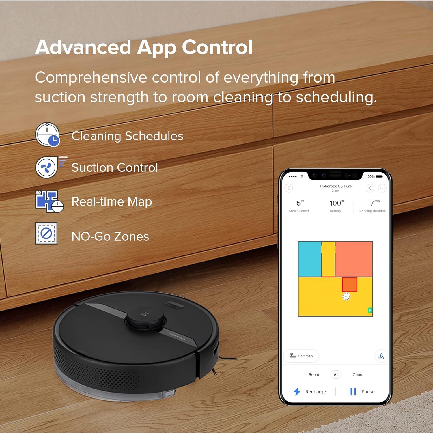 image:imageroborock Q7 L5 Robot Vacuum and Mop Combo 8000Pa Suction Upgraded from Q5 Pro Dual AntiTangle System LiDAR Navigation MultiLevel Mapping SelfCharging Robotic Vacuum Cleaner BlackS6 Pure Black