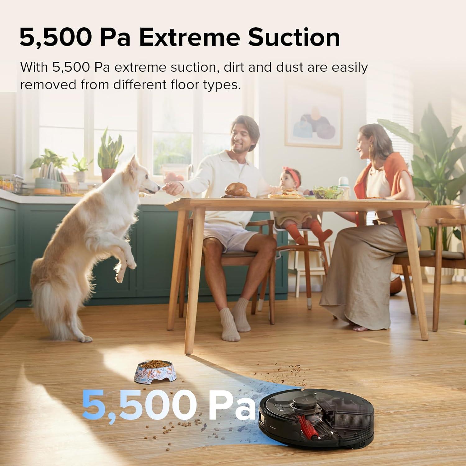 image:imageroborock Q8 Max Robot Vacuum and Mop Cleaner DuoRoller Brush 5500Pa Strong Suction Lidar Navigation Obstacle Avoidance MultiLevel Mapping Perfect for Pet HairQ8 Max Black