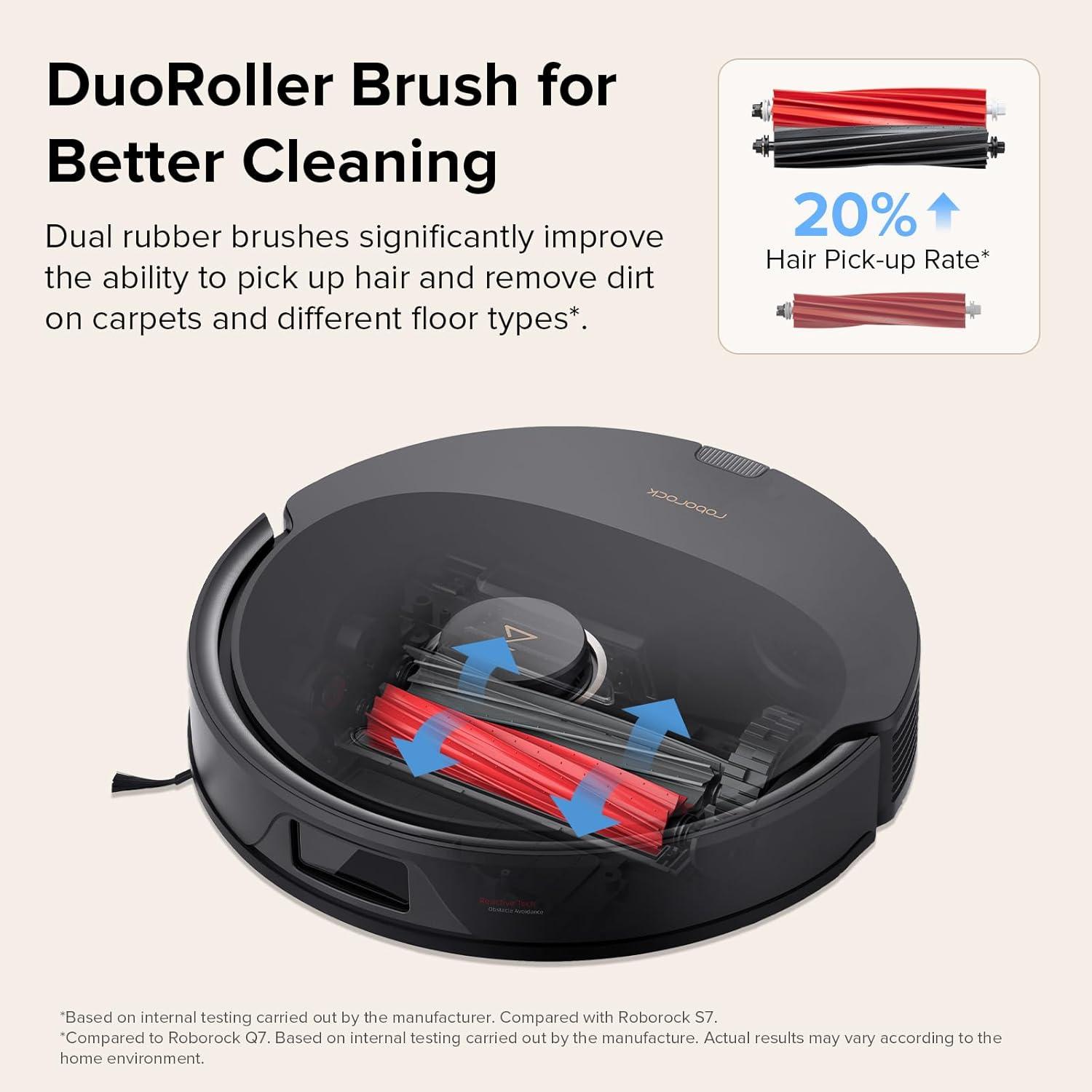 image:imageroborock Q8 Max Robot Vacuum and Mop Cleaner DuoRoller Brush 5500Pa Strong Suction Lidar Navigation Obstacle Avoidance MultiLevel Mapping Perfect for Pet HairQ8 Max Black