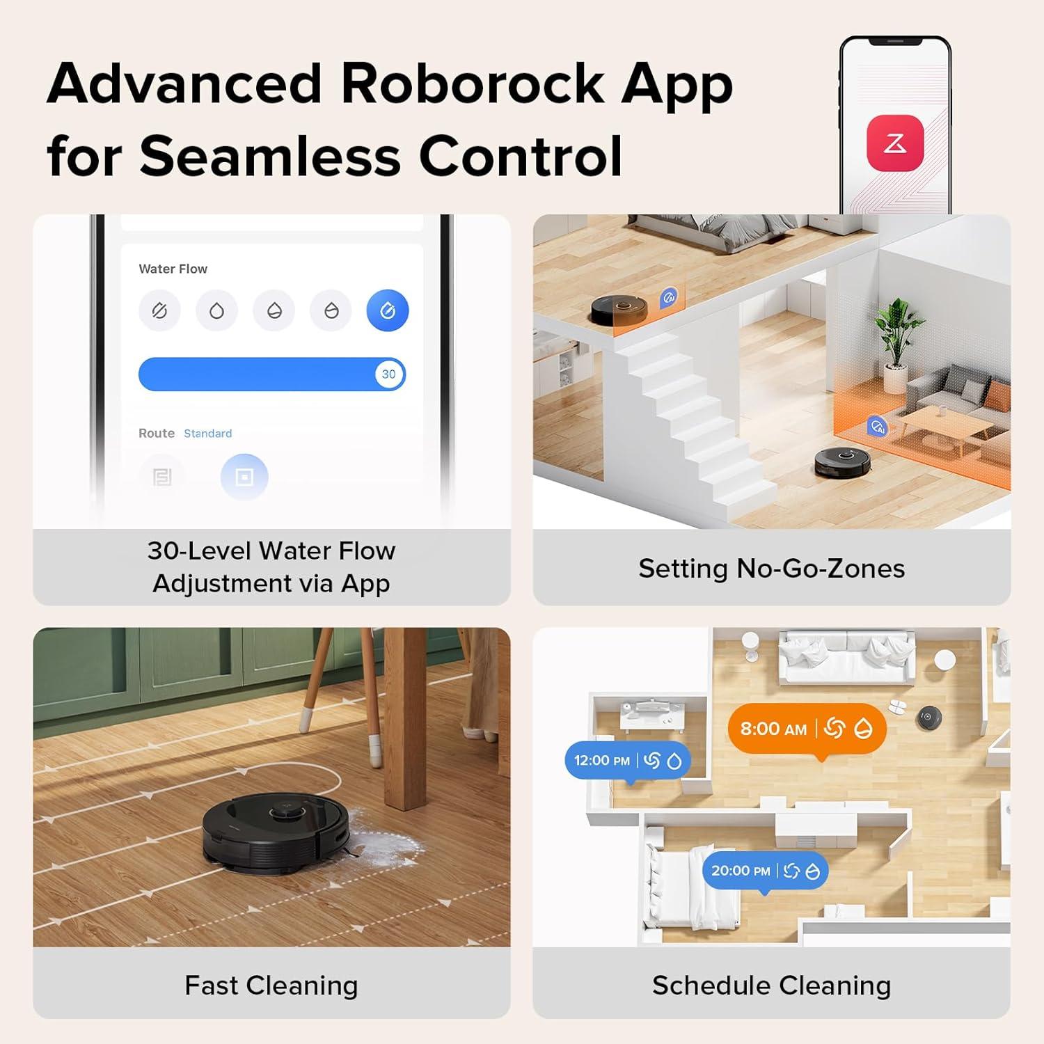 image:imageroborock Q8 Max Robot Vacuum and Mop Cleaner DuoRoller Brush 5500Pa Strong Suction Lidar Navigation Obstacle Avoidance MultiLevel Mapping Perfect for Pet HairQ8 Max Black