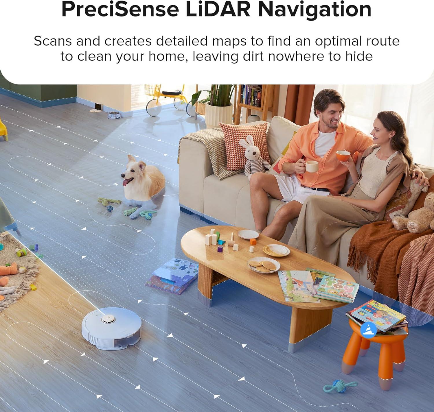 image:imageroborock Q8 Max Robot Vacuum and Mop Cleaner DuoRoller Brush 5500Pa Strong Suction Lidar Navigation Obstacle Avoidance MultiLevel Mapping Perfect for Pet HairQ8 Max White