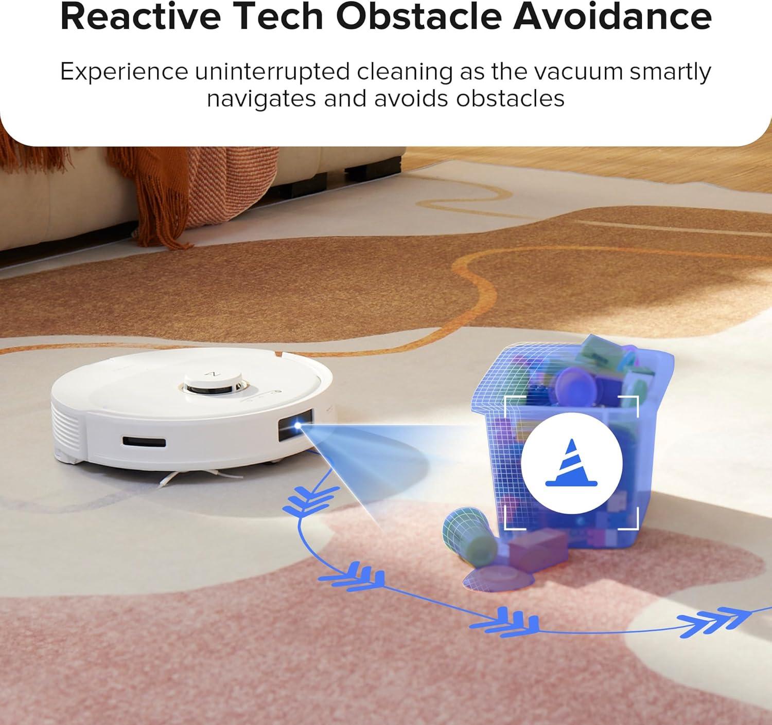 image:imageroborock Q8 Max Robot Vacuum and Mop Cleaner DuoRoller Brush 5500Pa Strong Suction Lidar Navigation Obstacle Avoidance MultiLevel Mapping Perfect for Pet HairQ8 Max White