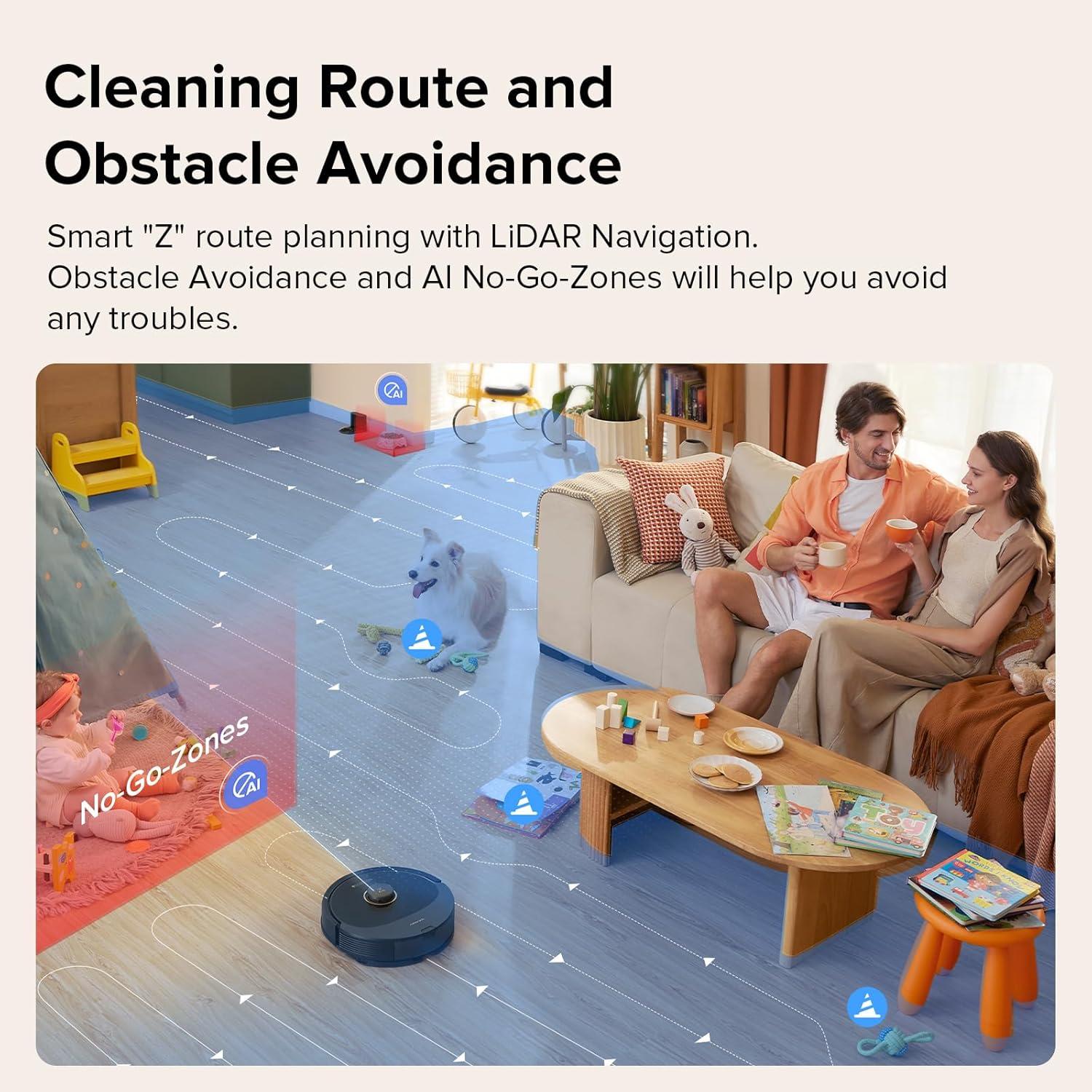 image:imageroborock Q8 Max Robot Vacuum and Mop Cleaner DuoRoller Brush 5500Pa Strong Suction Lidar Navigation Obstacle Avoidance MultiLevel Mapping Perfect for Pet HairQ8 Max Black