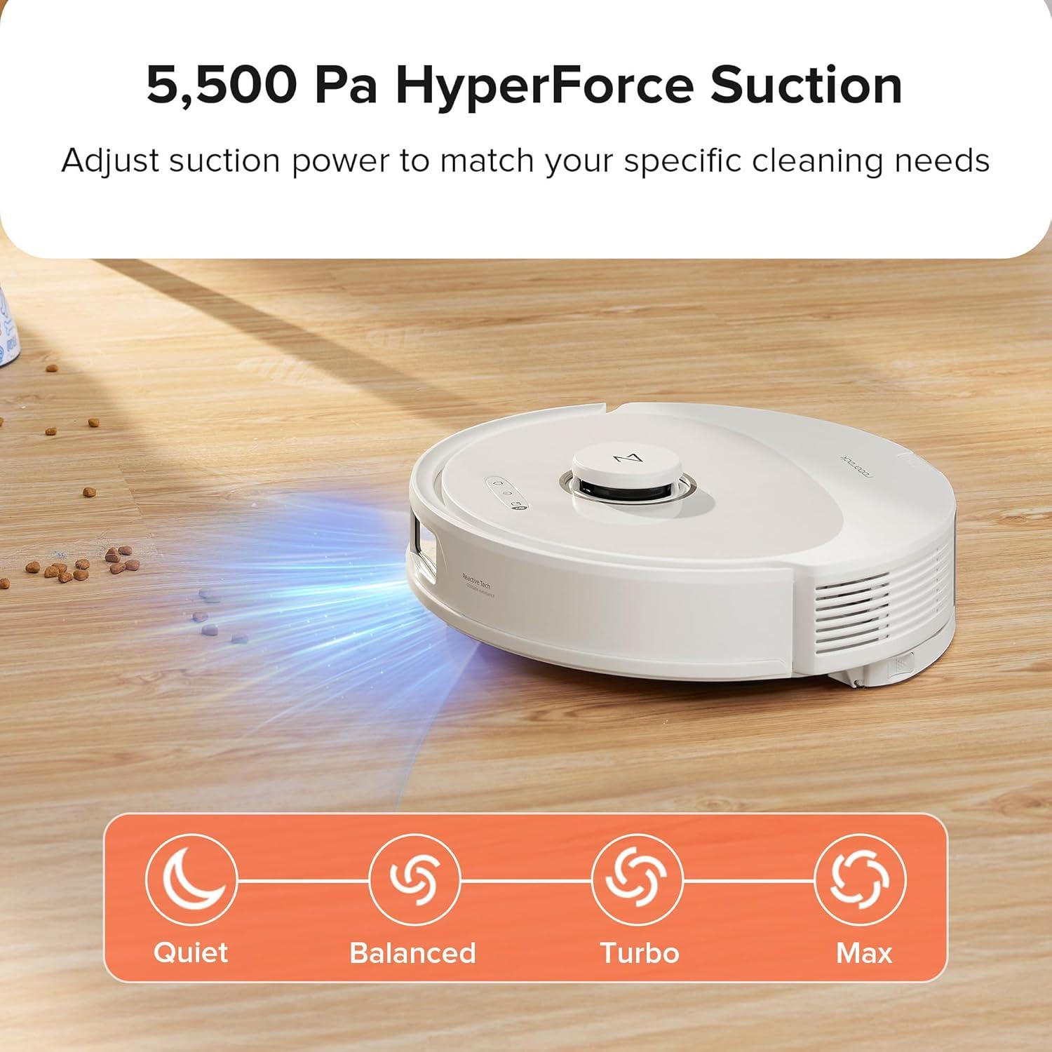 image:imageroborock Q8 Max Robot Vacuum and Mop Cleaner DuoRoller Brush 5500Pa Strong Suction Lidar Navigation Obstacle Avoidance MultiLevel Mapping Perfect for Pet HairQ8 Max White