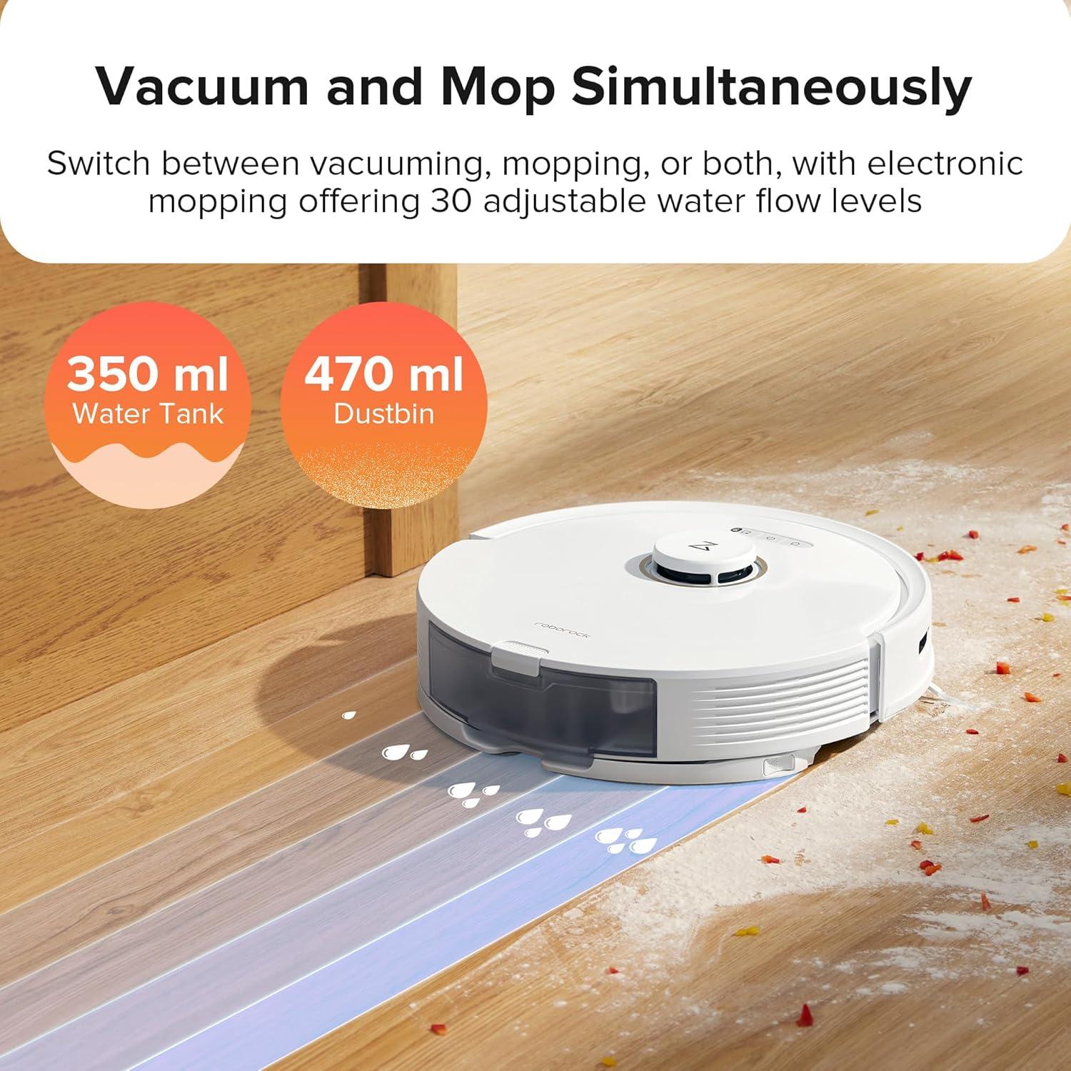 image:imageroborock Q8 Max Robot Vacuum and Mop Cleaner DuoRoller Brush 5500Pa Strong Suction Lidar Navigation Obstacle Avoidance MultiLevel Mapping Perfect for Pet HairQ8 Max White
