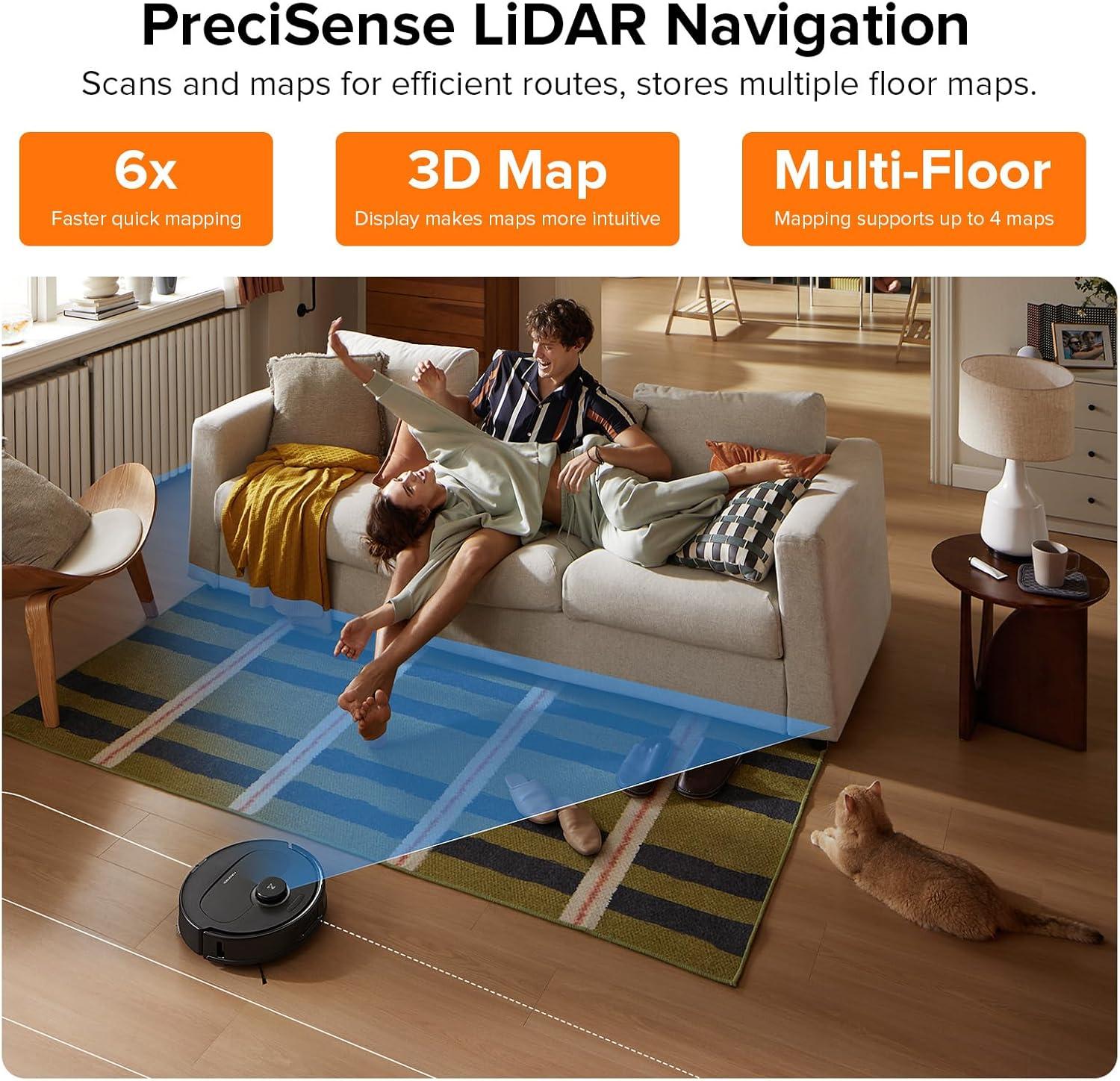 image:imageroborock QV 35S Robot Vacuum and Mop Allinone Vacuum Cleaner 10000Pa Powerful Suction Self Emptying amp Refilling Self Mop Washing amp Air Drying AntiTangle Brushes for Home Pet Hairs BlackQrevo Plus Black
