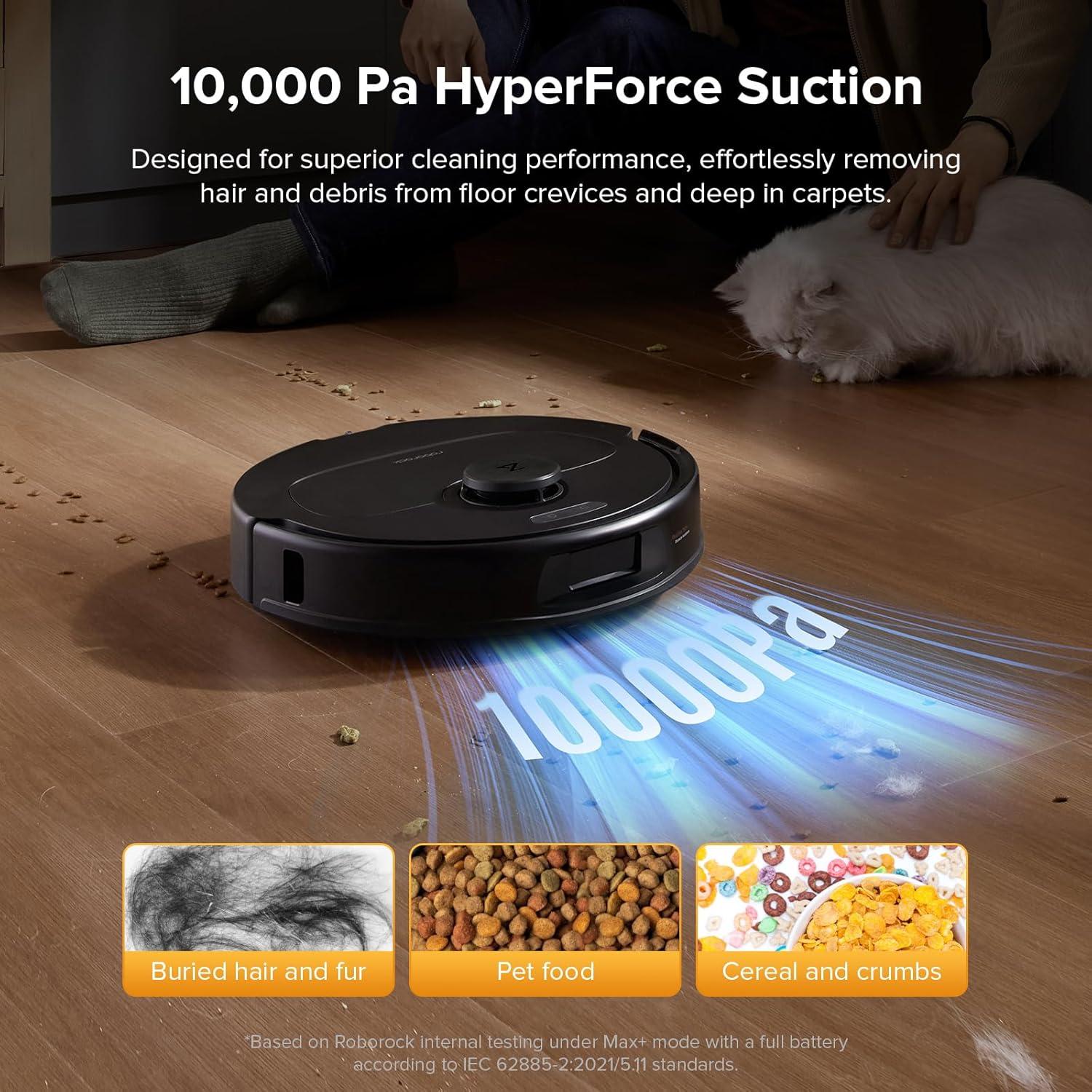 image:imageroborock QV 35S Robot Vacuum and Mop Allinone Vacuum Cleaner 10000Pa Powerful Suction Self Emptying amp Refilling Self Mop Washing amp Air Drying AntiTangle Brushes for Home Pet Hairs BlackQV 35S Black