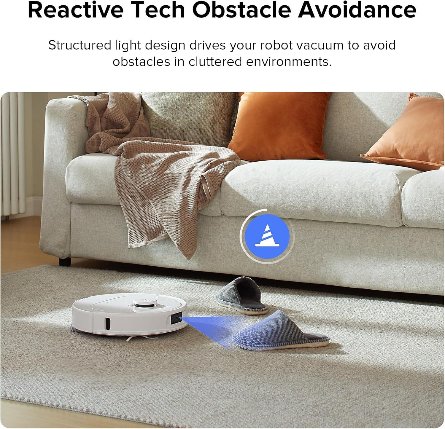 image:imageroborock QV 35S Robot Vacuum and Mop Allinone Vacuum Cleaner 10000Pa Powerful Suction Self Emptying amp Refilling Self Mop Washing amp Air Drying AntiTangle Brushes for Home Pet Hairs BlackQrevo Plus White