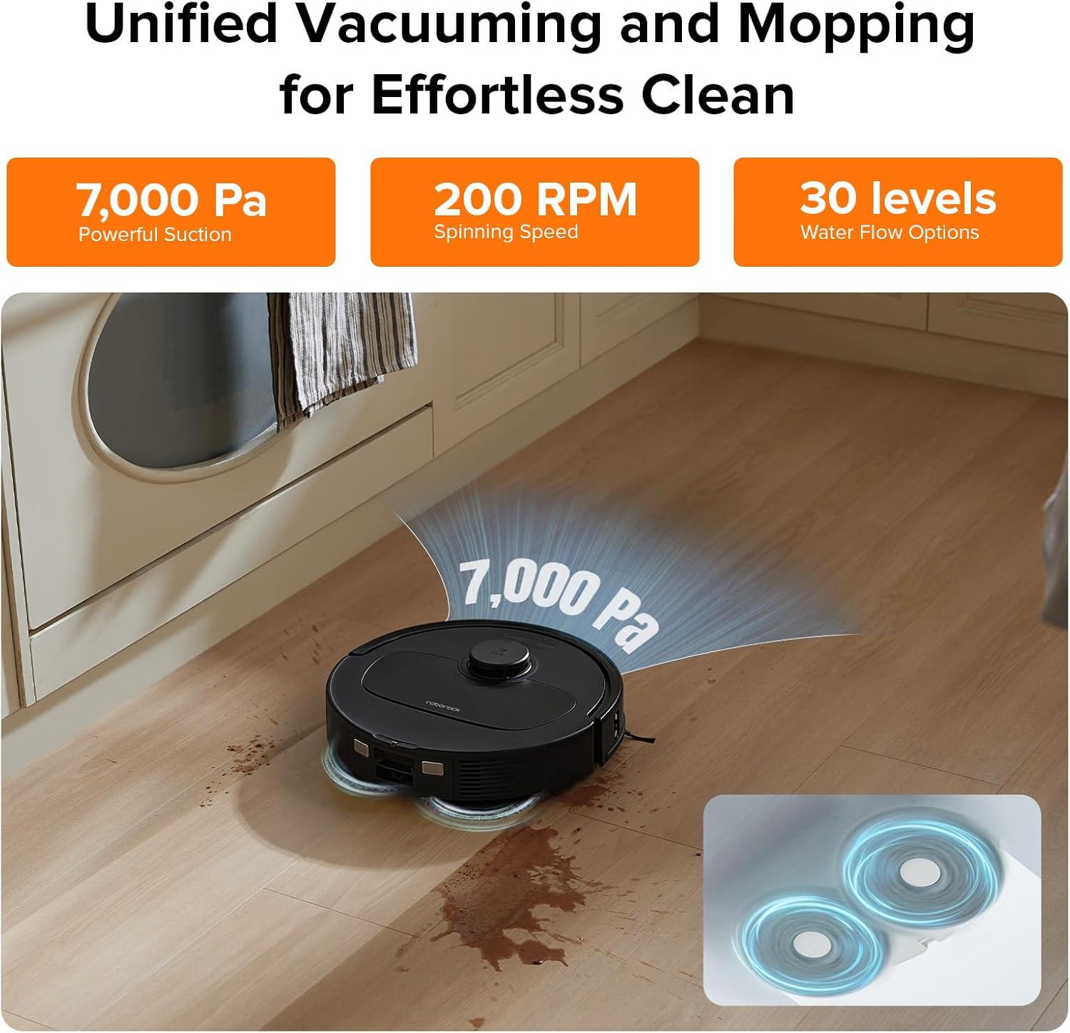 image:imageroborock QV 35S Robot Vacuum and Mop Allinone Vacuum Cleaner 10000Pa Powerful Suction Self Emptying amp Refilling Self Mop Washing amp Air Drying AntiTangle Brushes for Home Pet Hairs BlackQrevo Plus Black