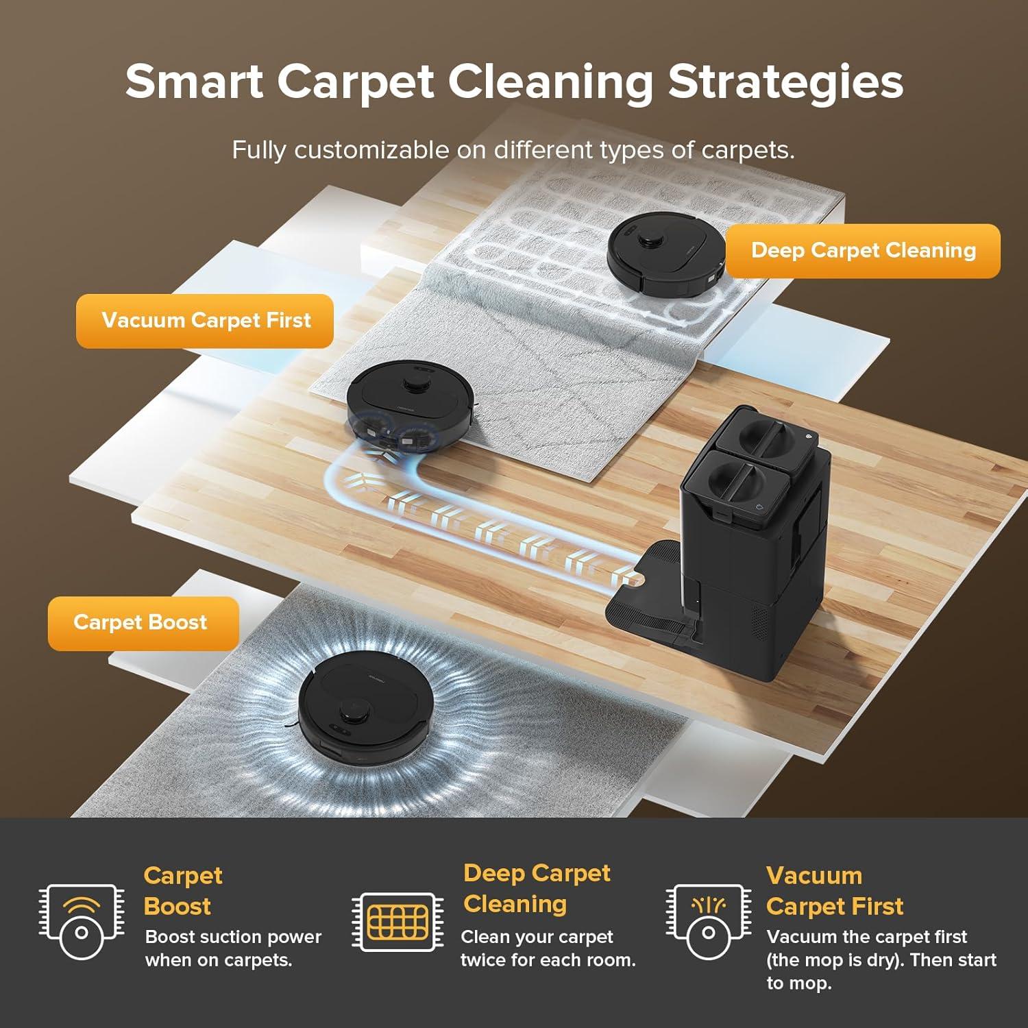 image:imageroborock QV 35S Robot Vacuum and Mop Allinone Vacuum Cleaner 10000Pa Powerful Suction Self Emptying amp Refilling Self Mop Washing amp Air Drying AntiTangle Brushes for Home Pet Hairs BlackQV 35S Black