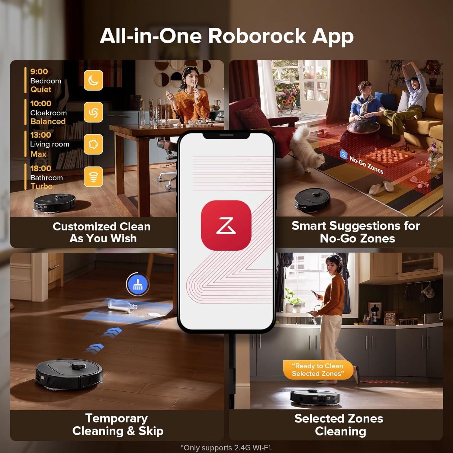 image:imageroborock QV 35S Robot Vacuum and Mop Allinone Vacuum Cleaner 10000Pa Powerful Suction Self Emptying amp Refilling Self Mop Washing amp Air Drying AntiTangle Brushes for Home Pet Hairs BlackQV 35S Black