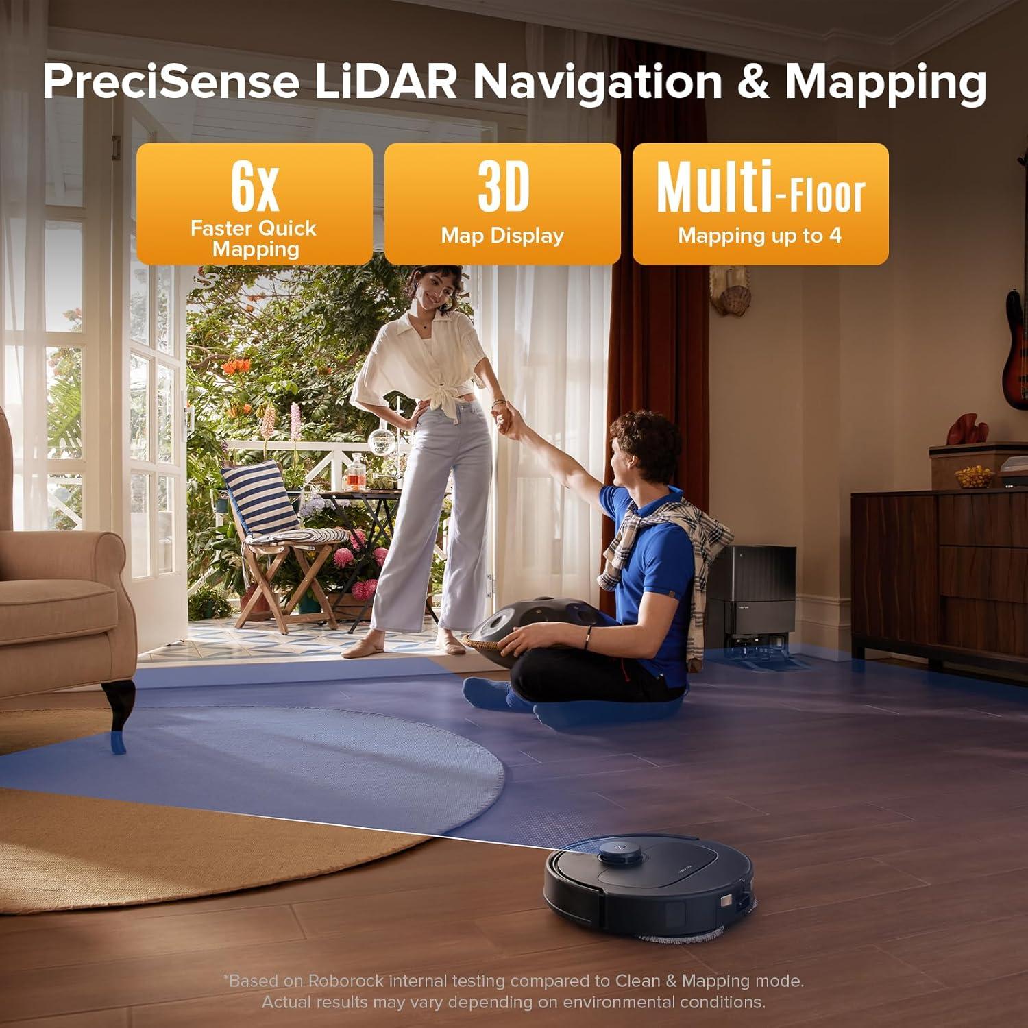 image:imageroborock QV 35S Robot Vacuum and Mop Allinone Vacuum Cleaner 10000Pa Powerful Suction Self Emptying amp Refilling Self Mop Washing amp Air Drying AntiTangle Brushes for Home Pet Hairs BlackQV 35S Black