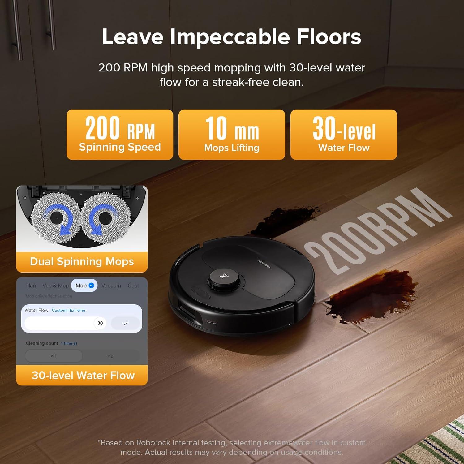 image:imageroborock QV 35S Robot Vacuum and Mop Allinone Vacuum Cleaner 10000Pa Powerful Suction Self Emptying amp Refilling Self Mop Washing amp Air Drying AntiTangle Brushes for Home Pet Hairs BlackQV 35S Black