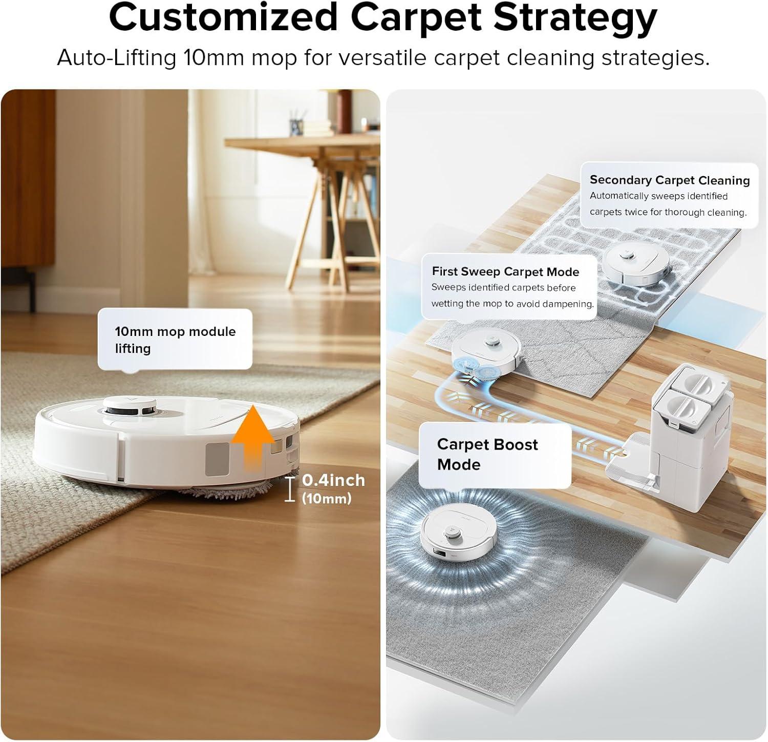 image:imageroborock QV 35S Robot Vacuum and Mop Allinone Vacuum Cleaner 10000Pa Powerful Suction Self Emptying amp Refilling Self Mop Washing amp Air Drying AntiTangle Brushes for Home Pet Hairs BlackQrevo Plus White