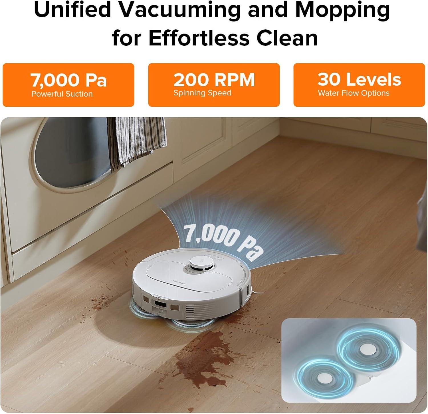 image:imageroborock QV 35S Robot Vacuum and Mop Allinone Vacuum Cleaner 10000Pa Powerful Suction Self Emptying amp Refilling Self Mop Washing amp Air Drying AntiTangle Brushes for Home Pet Hairs BlackQrevo Plus White