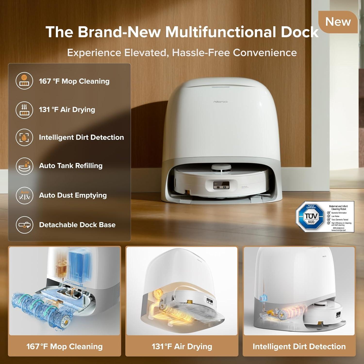 image:imageroborock Qrevo Curv 2 Flow Robot Vacuum and Mop SpiraFlow RealTime SelfCleaning Roller Mop 20000Pa Dual ZeroTangle System AI Obstacle Avoidance HeatWashes amp Dries Mop Carpet Protection