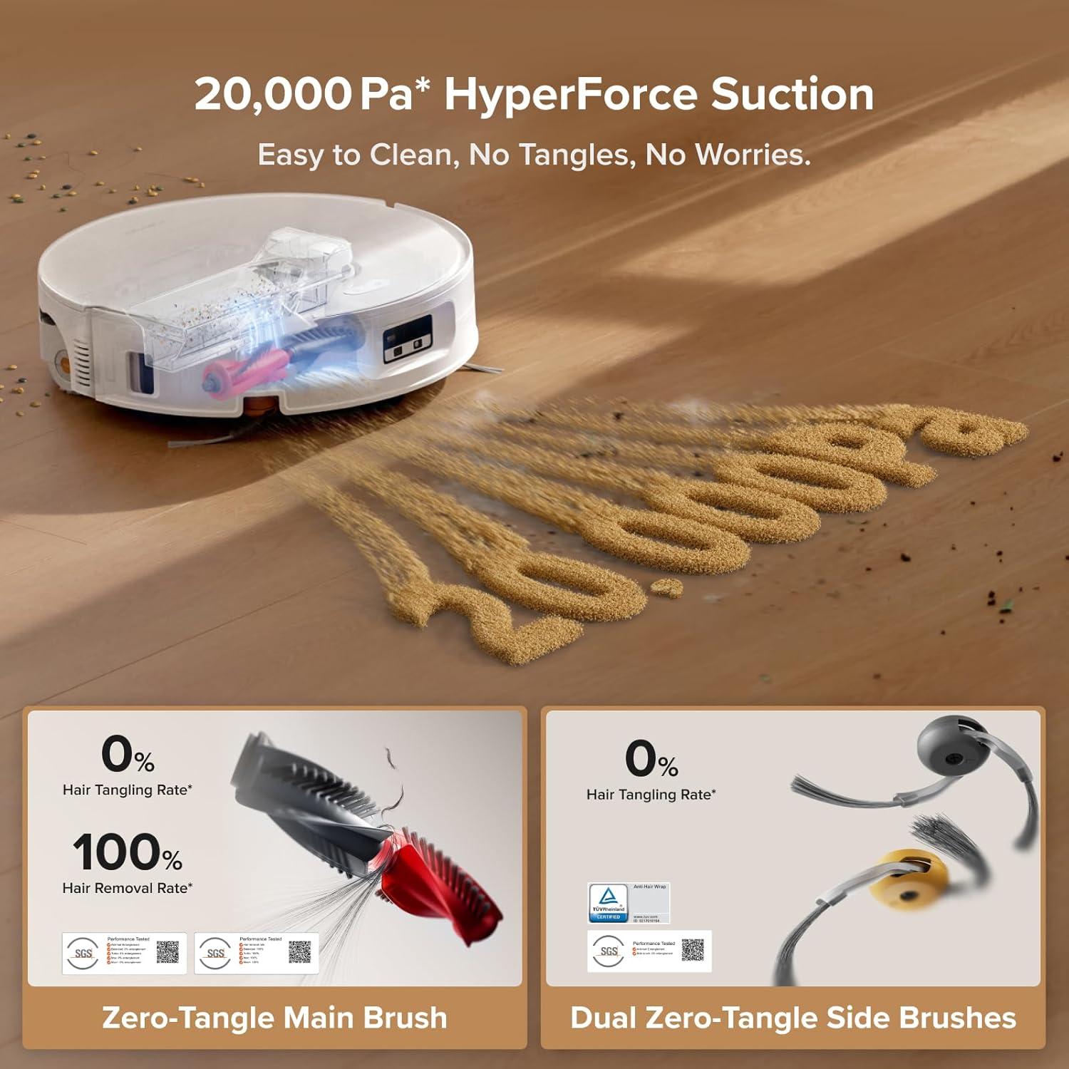 image:imageroborock Qrevo Curv 2 Flow Robot Vacuum and Mop SpiraFlow RealTime SelfCleaning Roller Mop 20000Pa Dual ZeroTangle System AI Obstacle Avoidance HeatWashes amp Dries Mop Carpet Protection