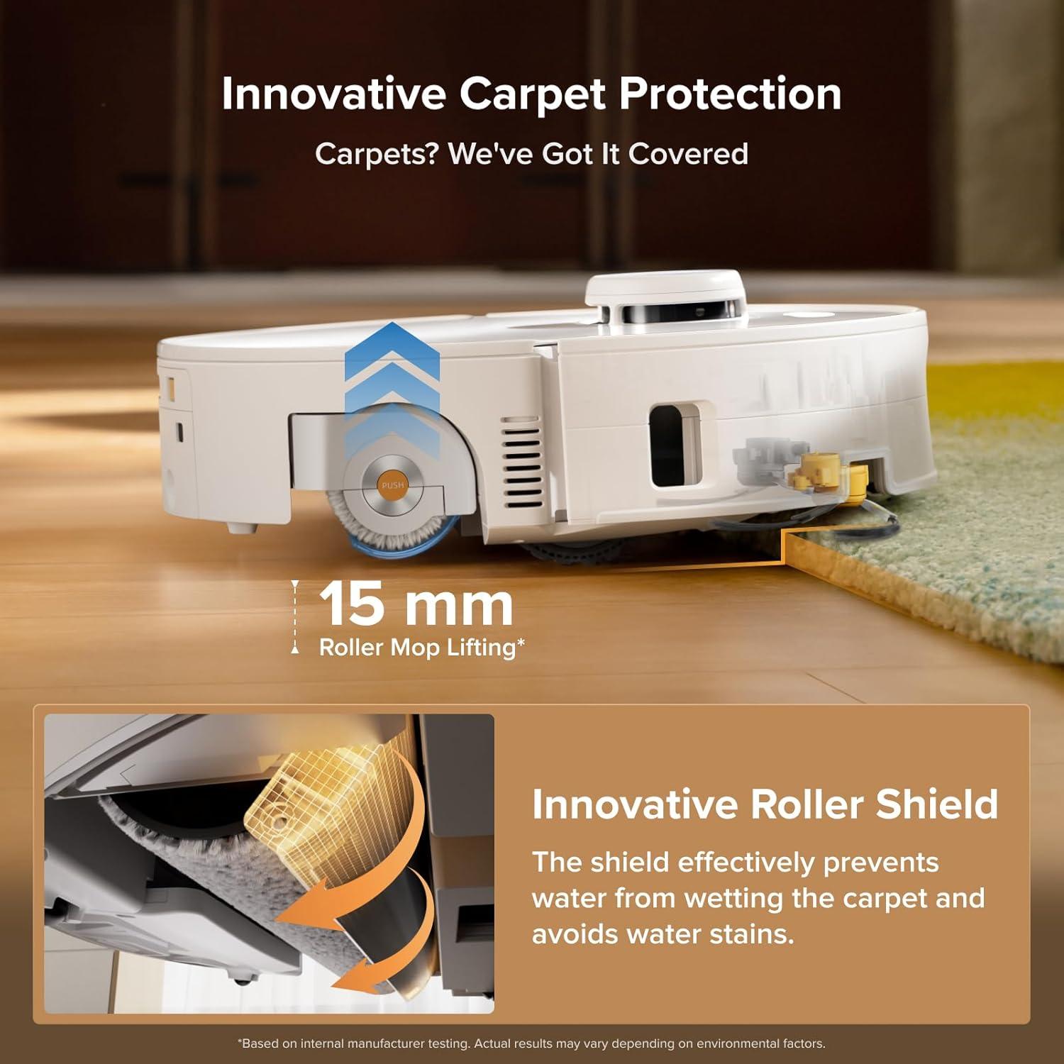 image:imageroborock Qrevo Curv 2 Flow Robot Vacuum and Mop SpiraFlow RealTime SelfCleaning Roller Mop 20000Pa Dual ZeroTangle System AI Obstacle Avoidance HeatWashes amp Dries Mop Carpet Protection