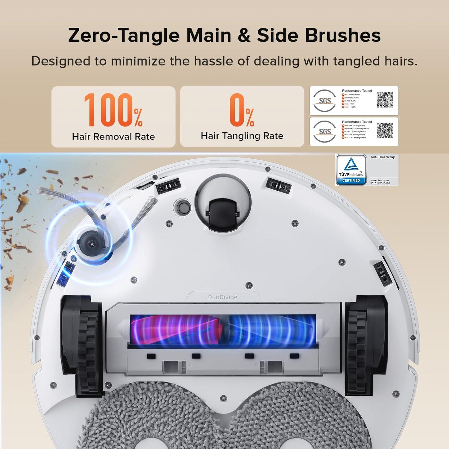 image:imageroborock Qrevo Curv S5X Robot Vacuum and Mop 18500Pa Suction ZeroTangling Design FlexiArm Side Brush Reactive Tech Obstacle Avoidance 10 Weeks SelfEmptying Auto Washing for Hard Floor CornerRoborock Qrevo Curv S5X