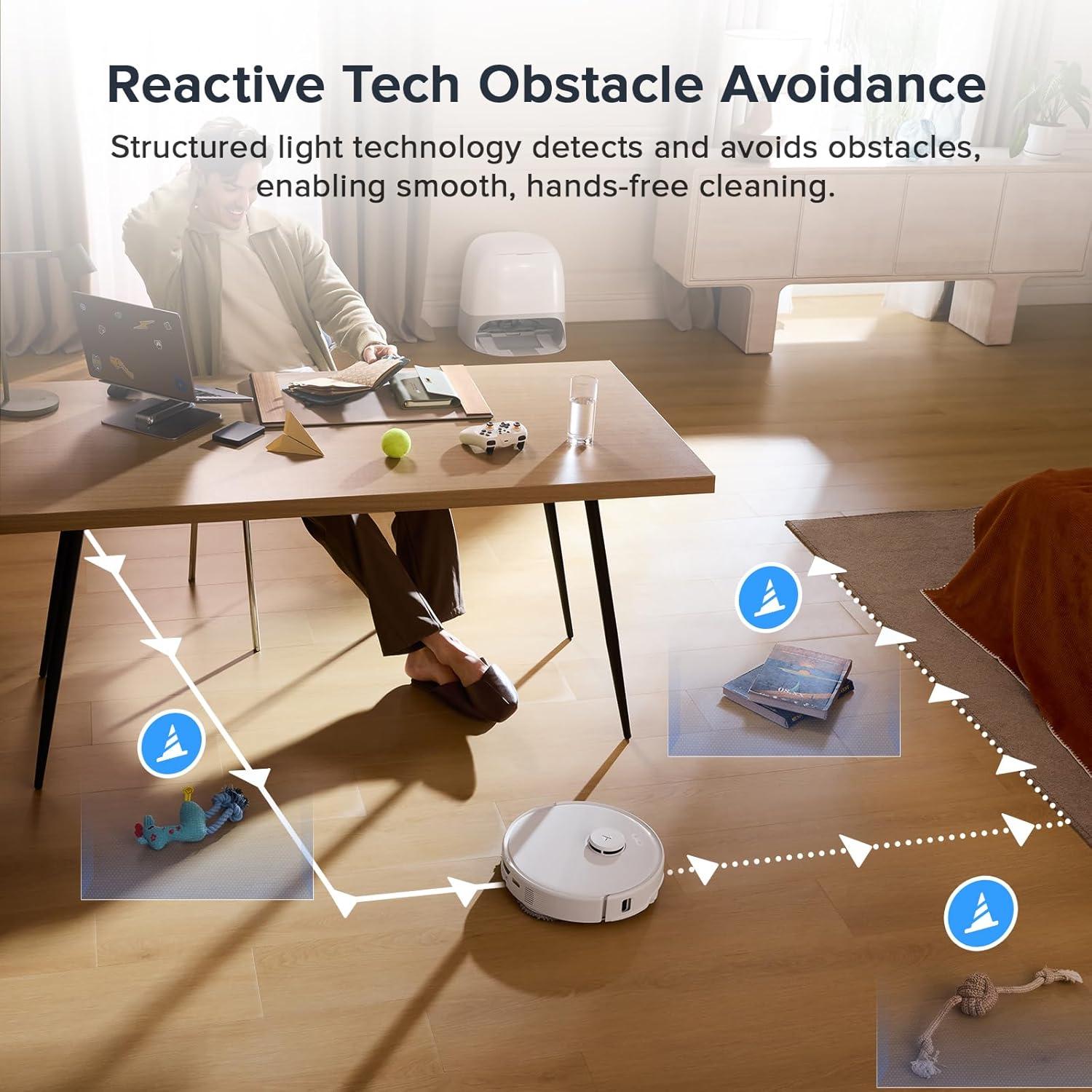 image:imageroborock Qrevo Curv S5X Robot Vacuum and Mop 18500Pa Suction ZeroTangling Design FlexiArm Side Brush Reactive Tech Obstacle Avoidance 10 Weeks SelfEmptying Auto Washing for Hard Floor CornerRoborock Qrevo Curv S5X