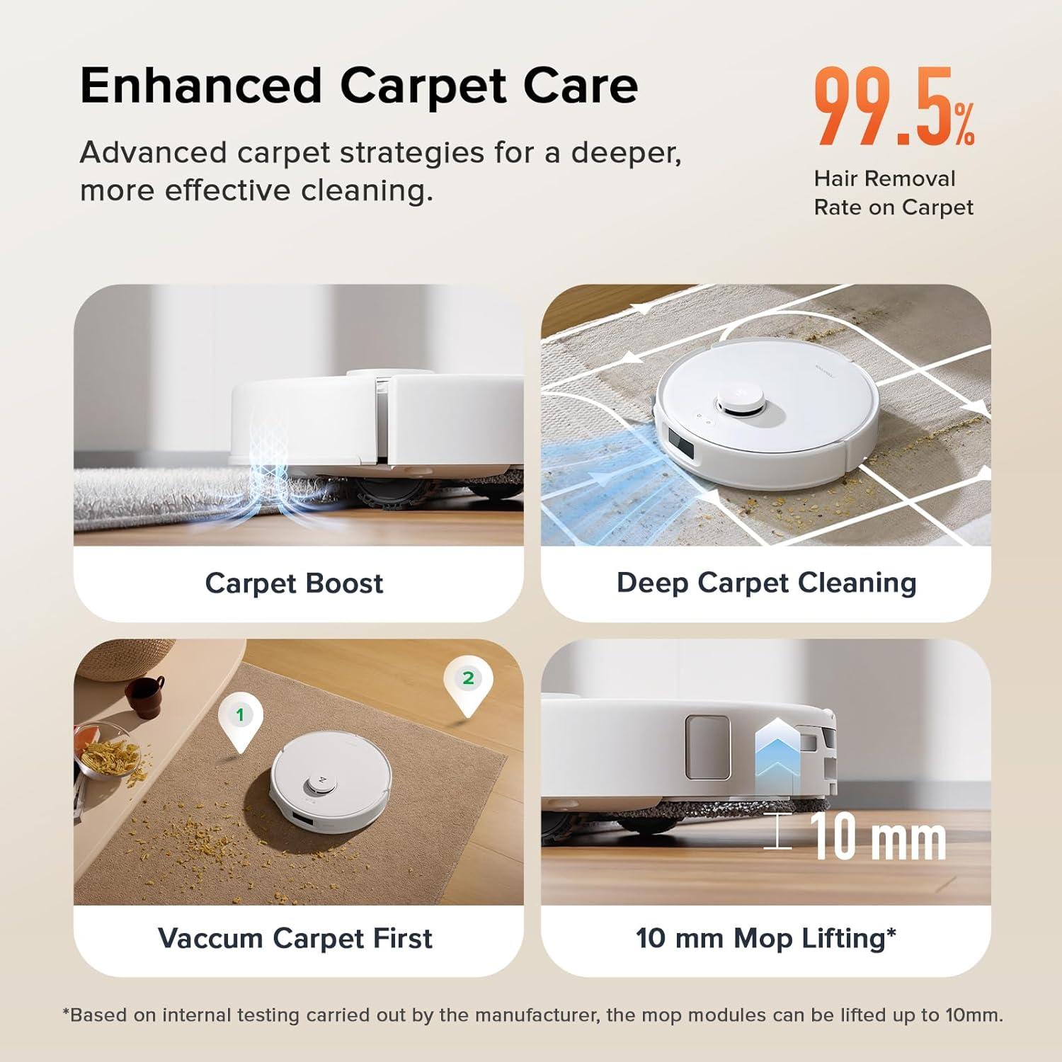 image:imageroborock Qrevo Curv S5X Robot Vacuum and Mop 18500Pa Suction ZeroTangling Design FlexiArm Side Brush Reactive Tech Obstacle Avoidance 10 Weeks SelfEmptying Auto Washing for Hard Floor CornerRoborock Qrevo Curv S5X