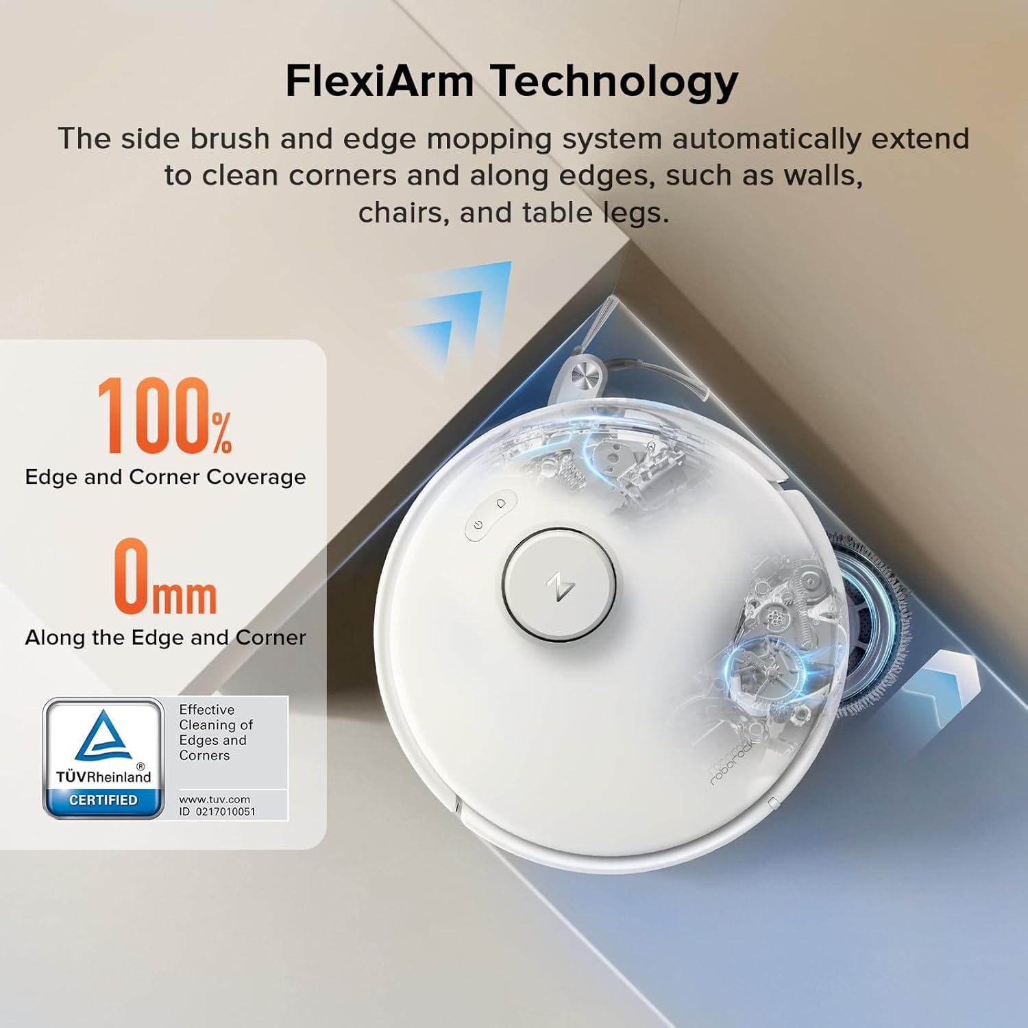 image:imageroborock Qrevo Curv S5X Robot Vacuum and Mop 18500Pa Suction ZeroTangling Design FlexiArm Side Brush Reactive Tech Obstacle Avoidance 10 Weeks SelfEmptying Auto Washing for Hard Floor CornerRoborock Qrevo Curv S5X