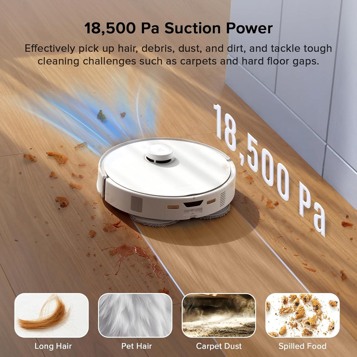 image:imageroborock Qrevo Curv S5X Robot Vacuum and Mop 18500Pa Suction ZeroTangling Design FlexiArm Side Brush Reactive Tech Obstacle Avoidance 10 Weeks SelfEmptying Auto Washing for Hard Floor CornerRoborock Qrevo Curv S5X
