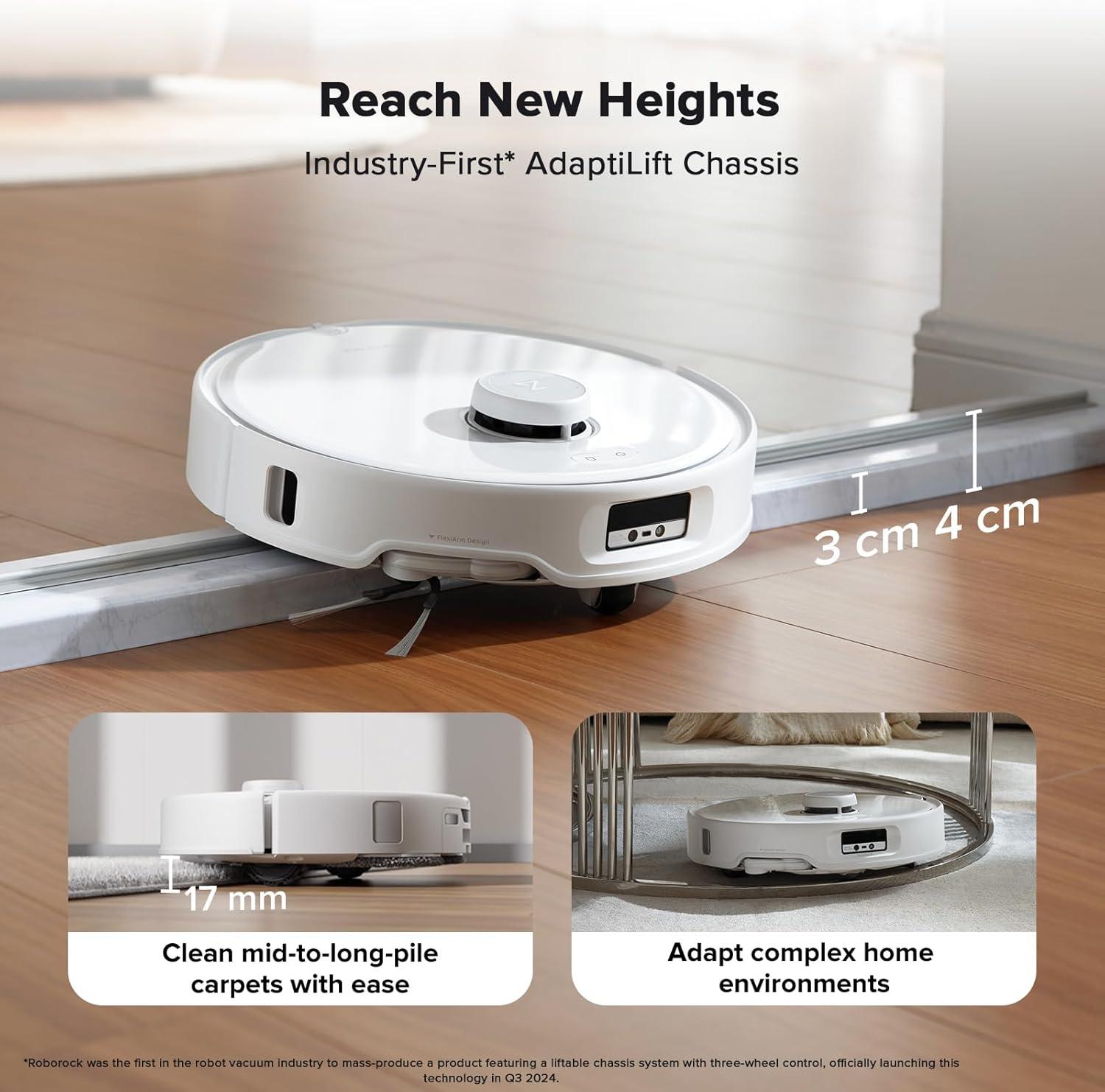image:imageroborock Qrevo CurvX Robot Vacuum and Mop 22000Pa Suction 314 Ultra Slim ZeroTangling Design Reactive AI Obstacle Recognition AdaptiLift Chassis Auto Hot Water Mop Washing amp DryingRoborock Qrevo Curv WHITE