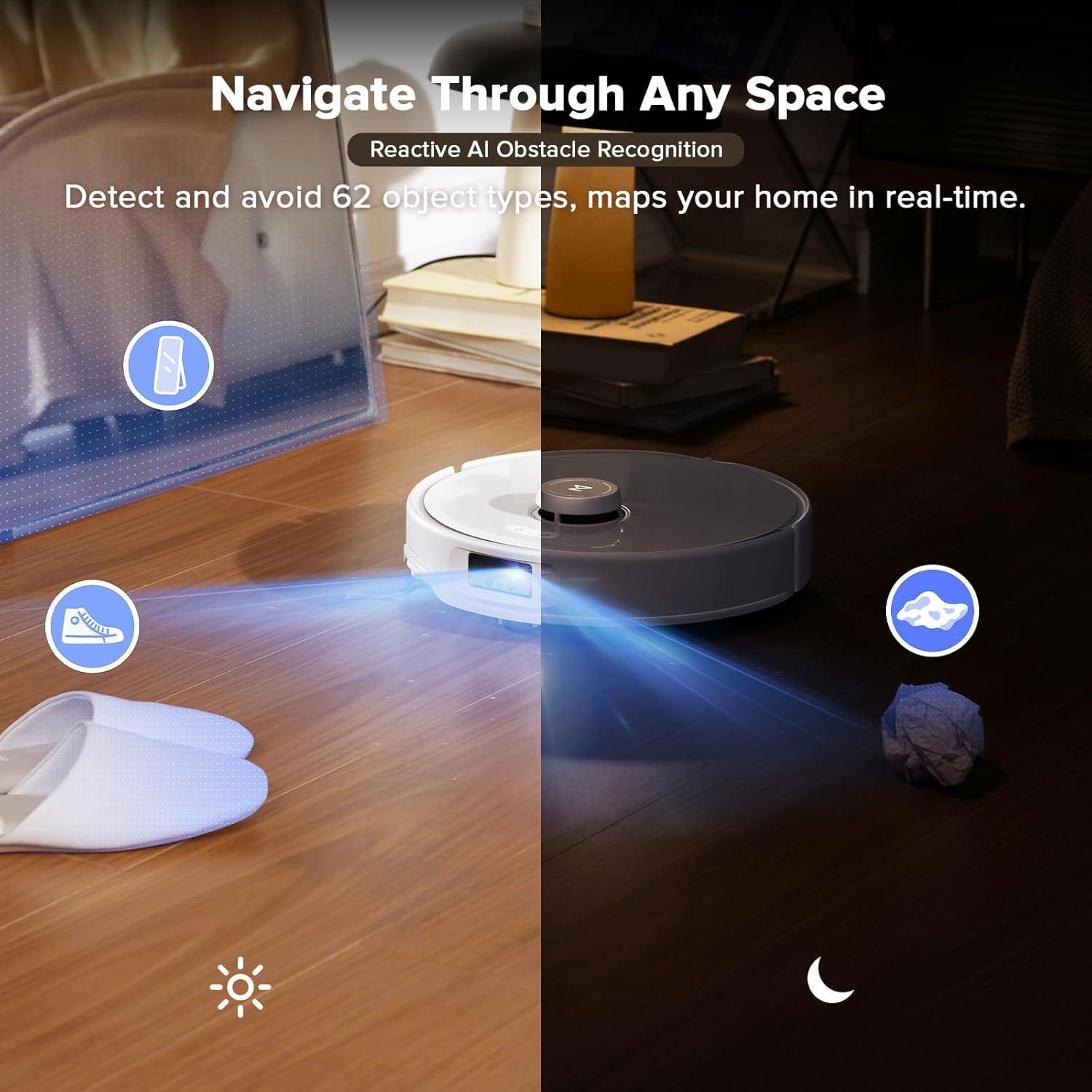 image:imageroborock Qrevo CurvX Robot Vacuum and Mop 22000Pa Suction 314 Ultra Slim ZeroTangling Design Reactive AI Obstacle Recognition AdaptiLift Chassis Auto Hot Water Mop Washing amp DryingRoborock Qrevo Curv WHITE