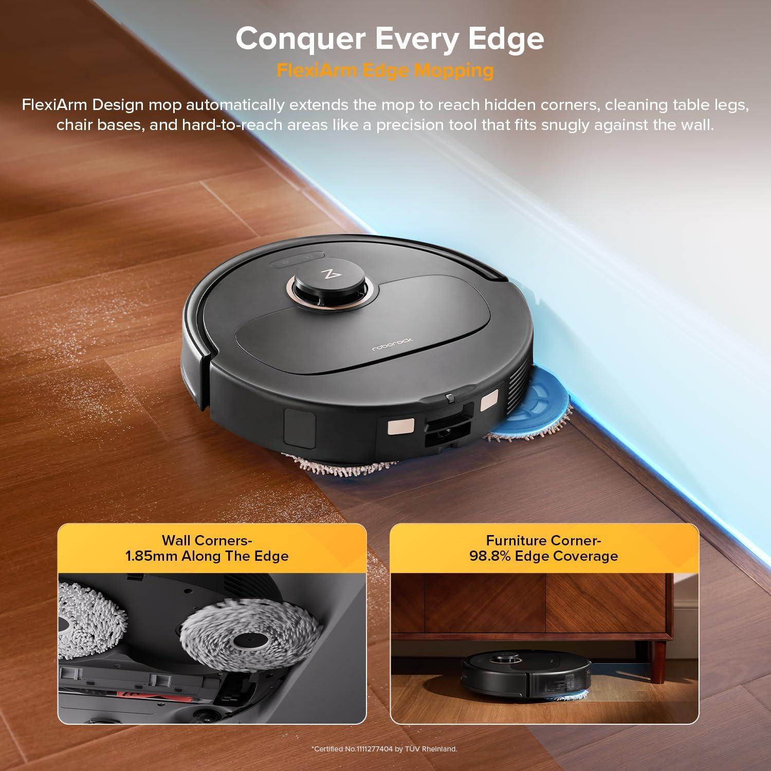 image:imageroborock Qrevo S5V Robot Vacuum and Mop FlexiArm Edge Mopping 12000Pa Suction Dual ZeroTangle System Smart Obstacle Avoidance 10mm Mop Lifting Auto Mop Washing amp Warm Air Drying WhiteQrevo S5V