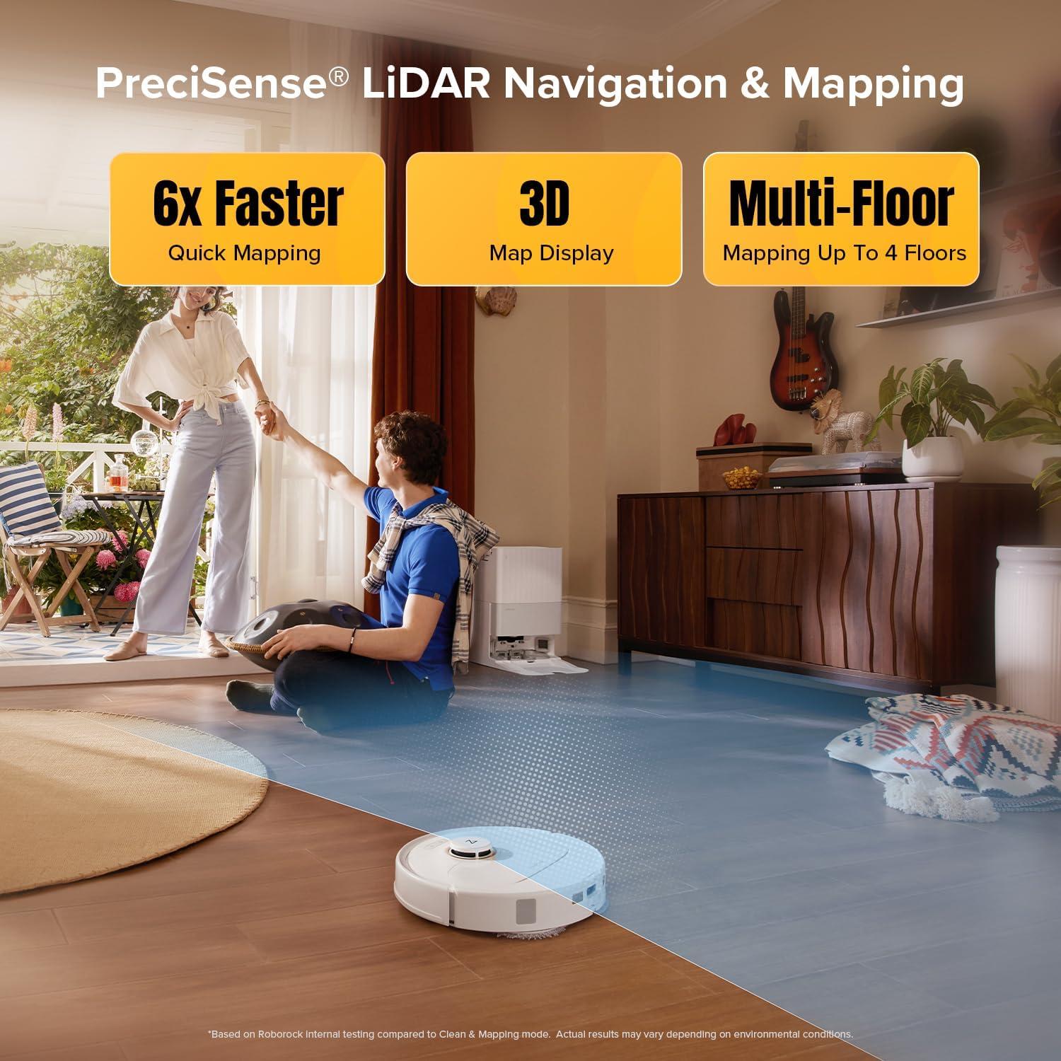 image:imageroborock Qrevo S5V Robot Vacuum and Mop FlexiArm Edge Mopping 12000Pa Suction Dual ZeroTangle System Smart Obstacle Avoidance 10mm Mop Lifting Auto Mop Washing amp Warm Air Drying WhiteQrevo S5V White