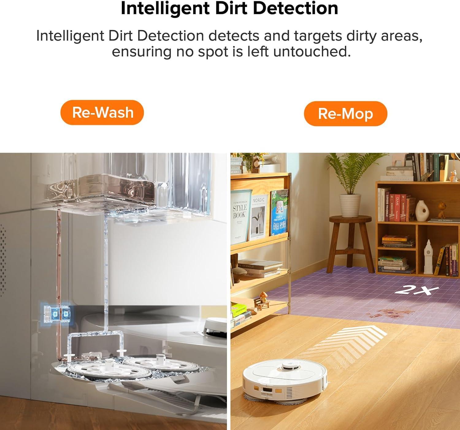 image:imageroborock Qrevo S5V Robot Vacuum and Mop FlexiArm Edge Mopping 12000Pa Suction Dual ZeroTangle System Smart Obstacle Avoidance 10mm Mop Lifting Auto Mop Washing amp Warm Air Drying WhiteQrevo Pro White
