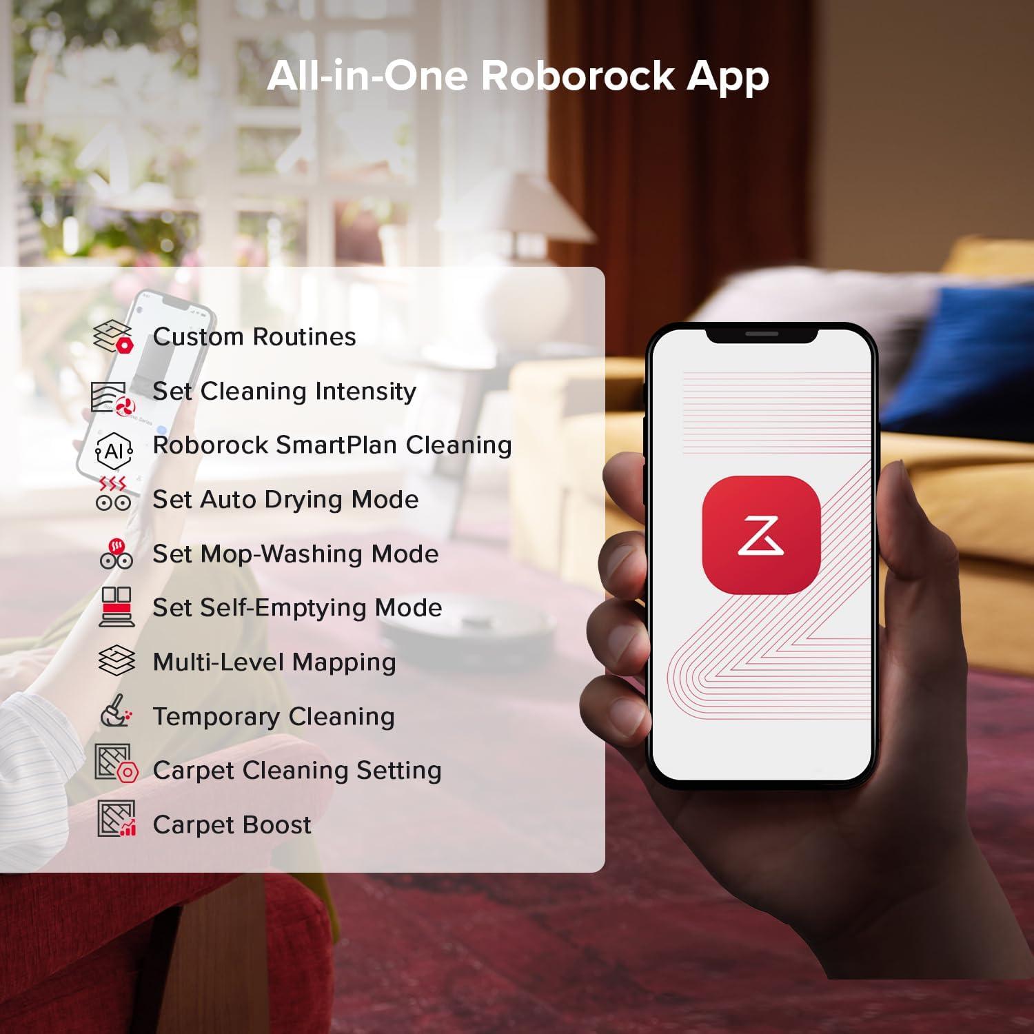 image:imageroborock Qrevo S5V Robot Vacuum and Mop FlexiArm Edge Mopping 12000Pa Suction Dual ZeroTangle System Smart Obstacle Avoidance 10mm Mop Lifting Auto Mop Washing amp Warm Air Drying WhiteQrevo S5V
