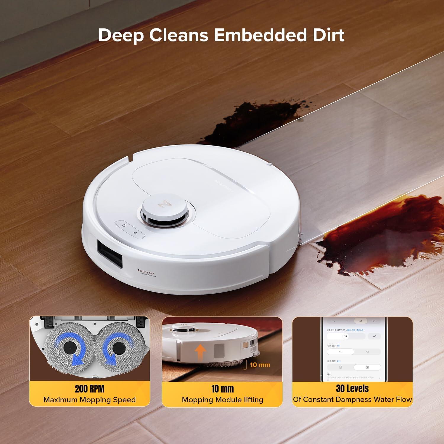 image:imageroborock Qrevo S5V Robot Vacuum and Mop FlexiArm Edge Mopping 12000Pa Suction Dual ZeroTangle System Smart Obstacle Avoidance 10mm Mop Lifting Auto Mop Washing amp Warm Air Drying WhiteQrevo S5V White