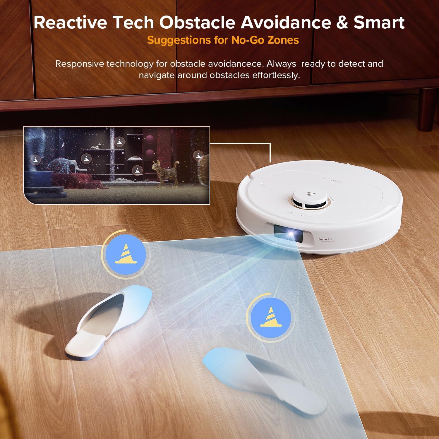 image:imageroborock Qrevo S5V Robot Vacuum and Mop FlexiArm Edge Mopping 12000Pa Suction Dual ZeroTangle System Smart Obstacle Avoidance 10mm Mop Lifting Auto Mop Washing amp Warm Air Drying WhiteQrevo S5V White